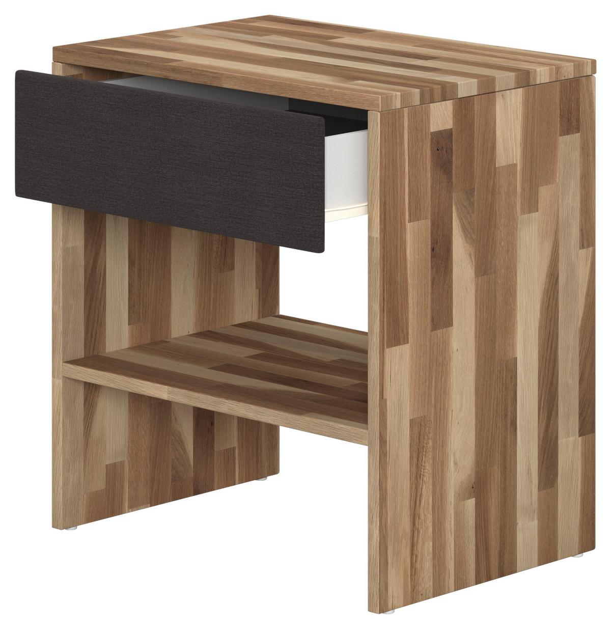 Éjjeliszekrény Nature 60/65,5cm - fekete, Natur, textil/fa (60/65,5/42cm)