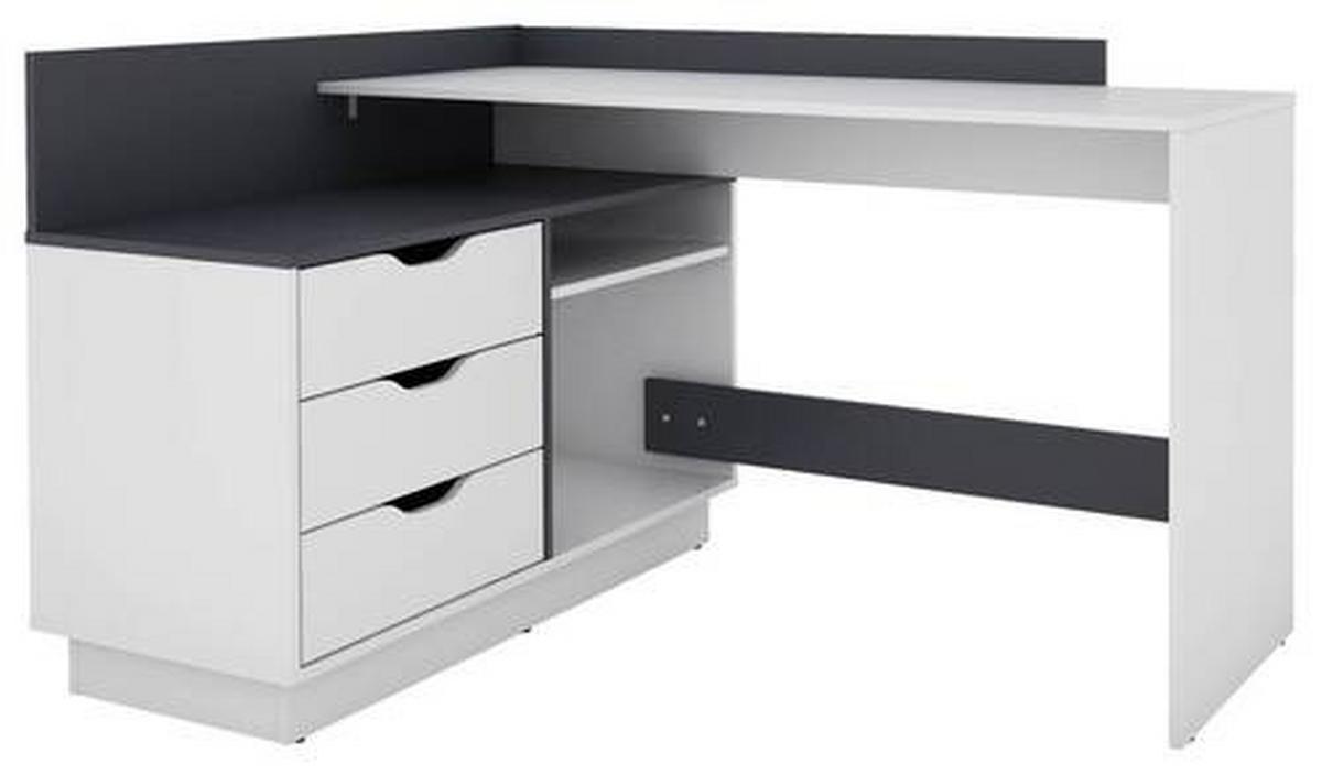 Eckschreibtisch mit Stauraum 105 cm Belfast Schwarz/Weiß - Schwarz/Weiß, LIFESTYLE, Holzwerkstoff (129/105/84cm) - MID.YOU