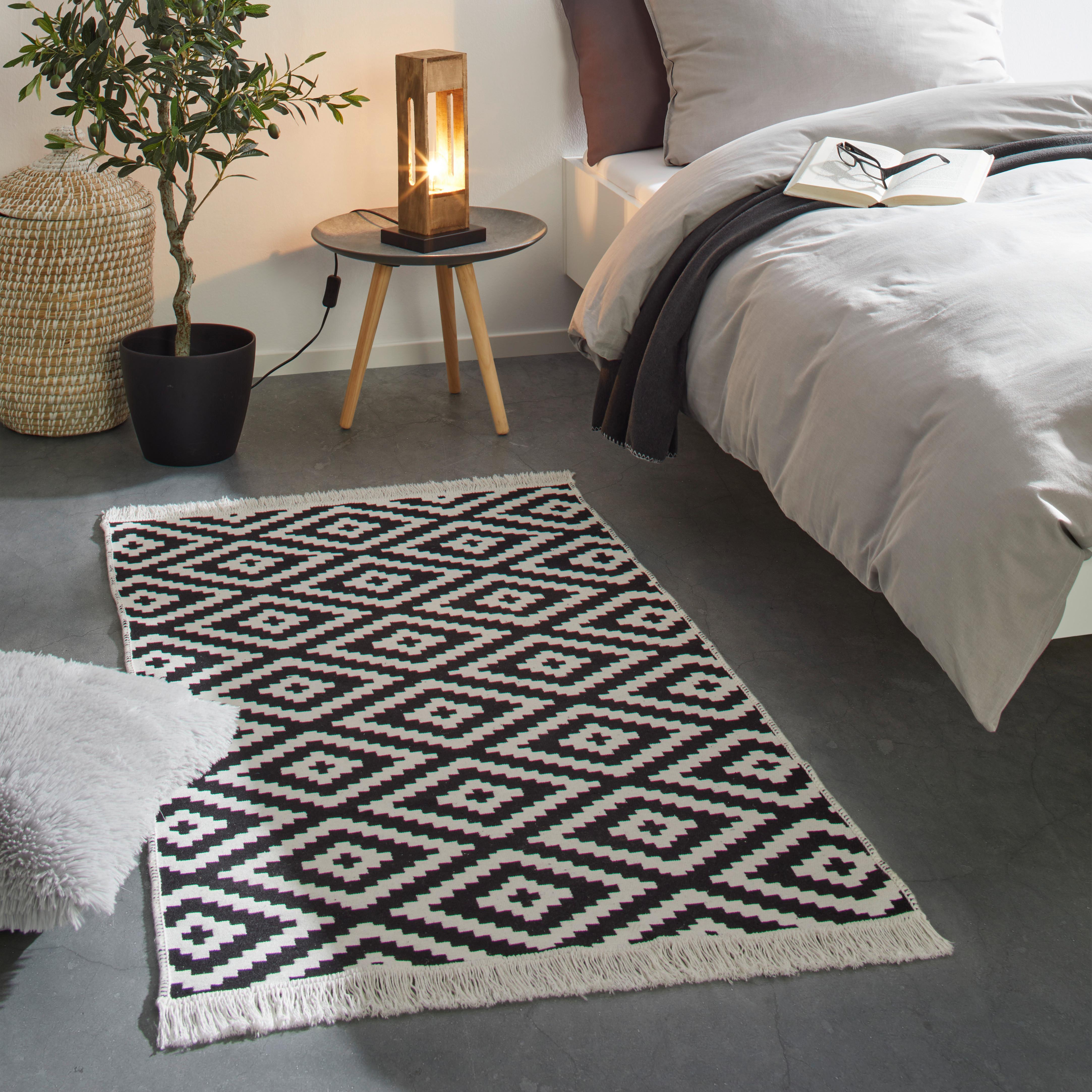 RUČNE TKANÝ KOBEREC Inaya 1, 80/150cm - biela/antracitová, Modern, textil (80/150cm) - Mömax