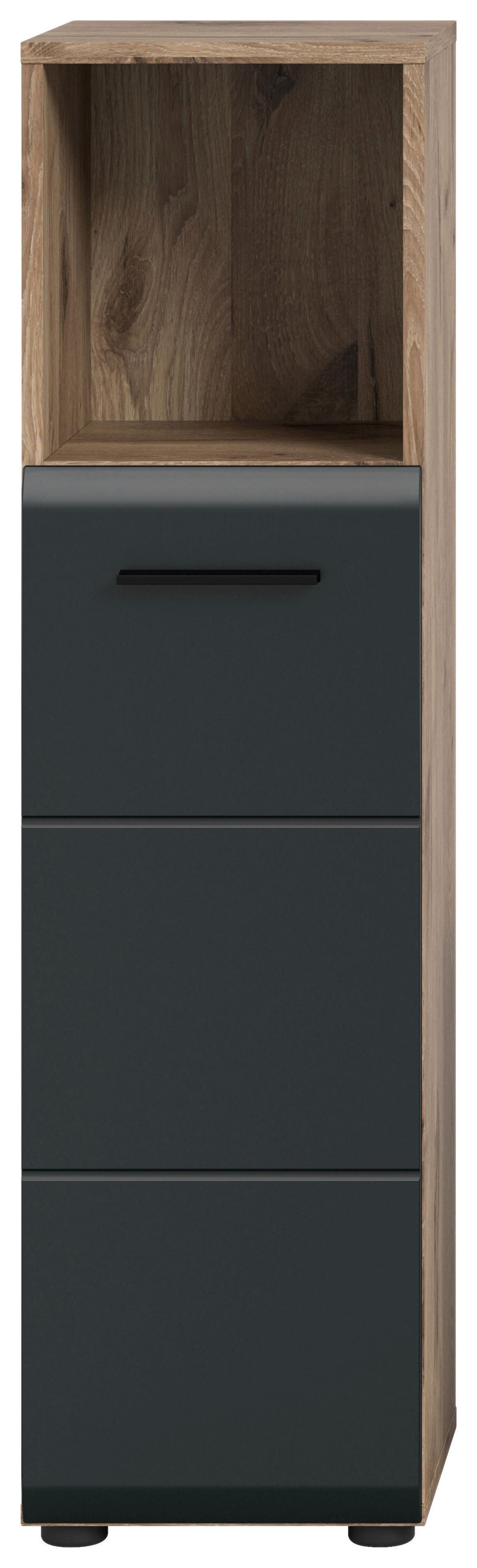 Midischrank Ice Schwarz/Eiche Dekor B: 30cm - Eiche dunkel/Schwarz, Basics, Holzwerkstoff (30/110/30cm) - MID.YOU