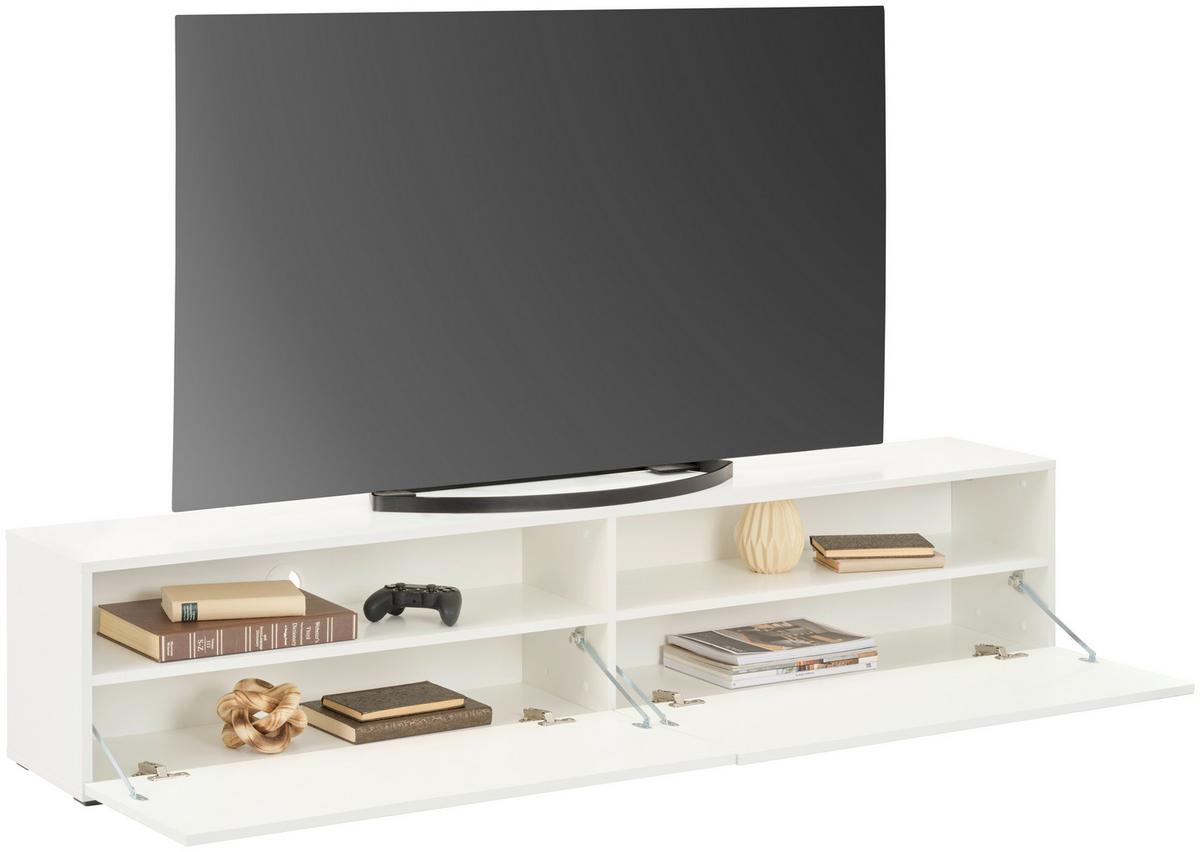 Tv-elem Otis - magasfényű fehér, Modern, faalapú anyag (180/37/31,6cm)