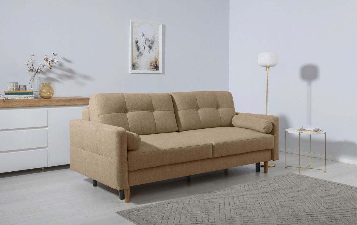 Schlafsofa Noret, Hellbraun B: 222 Cm - Hellbraun/Buchefarben, Design, Textil (222/93/99cm) - MID.YOU