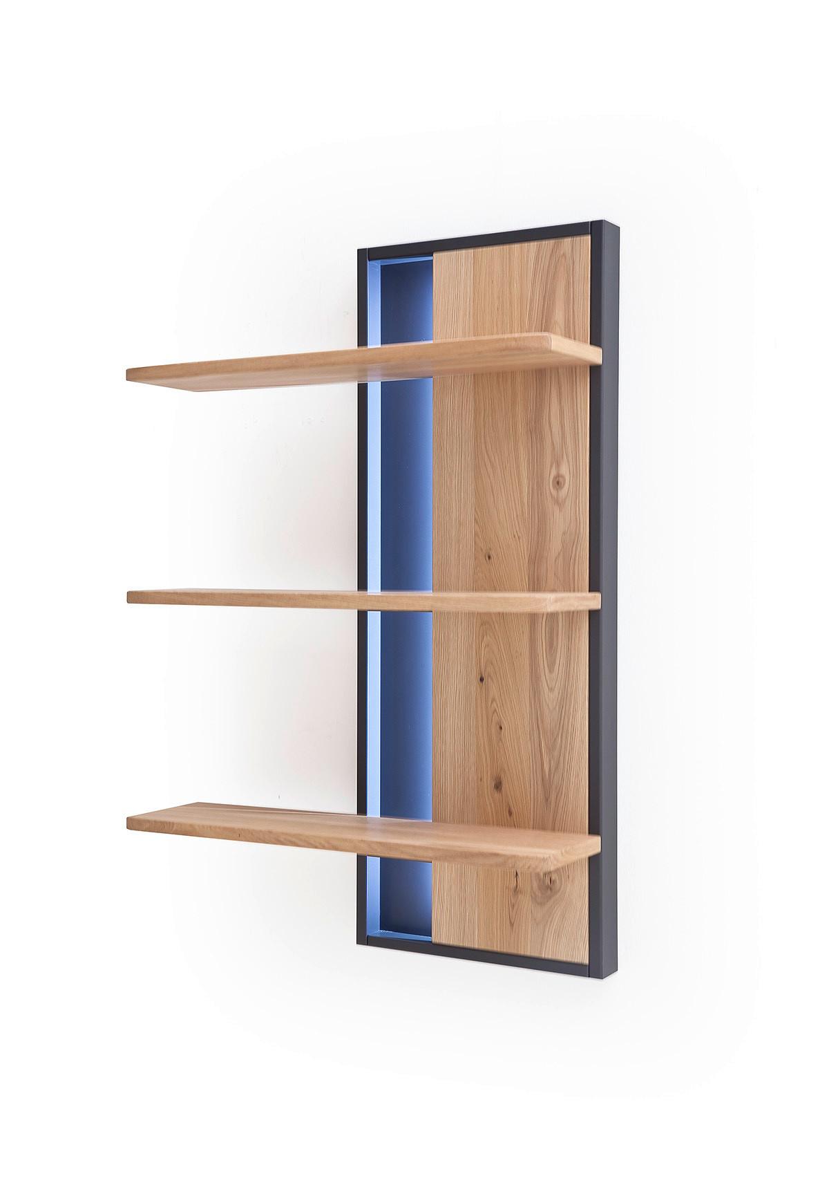 Wandregal Portland B: 70 cm Eiche Dekor 3 Fächer - Eichefarben/Anthrazit, Design, Holz/Holzwerkstoff (70/105/25cm) - Livetastic