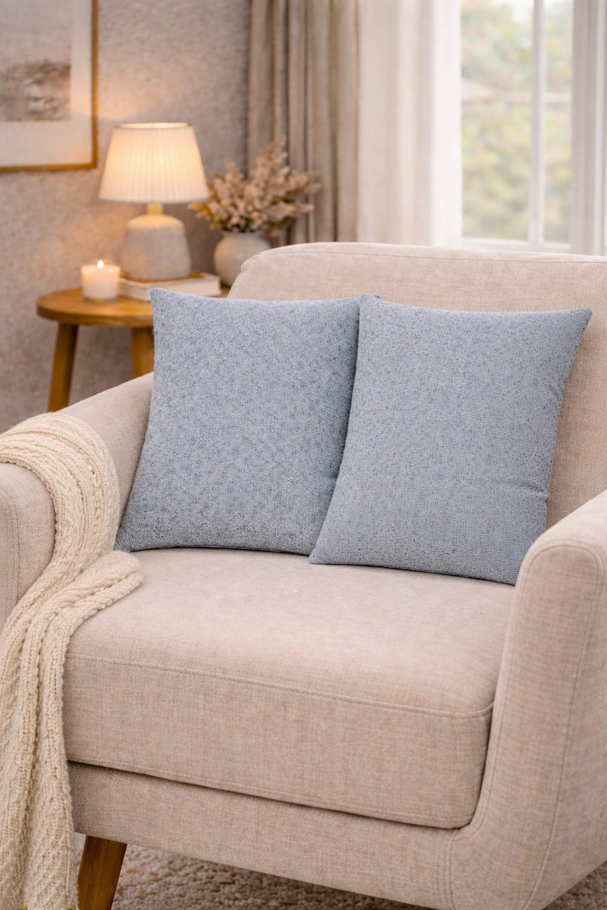 Kissenhüllen-Set Lucio - Blau, Basics, Textil (50/50cm)