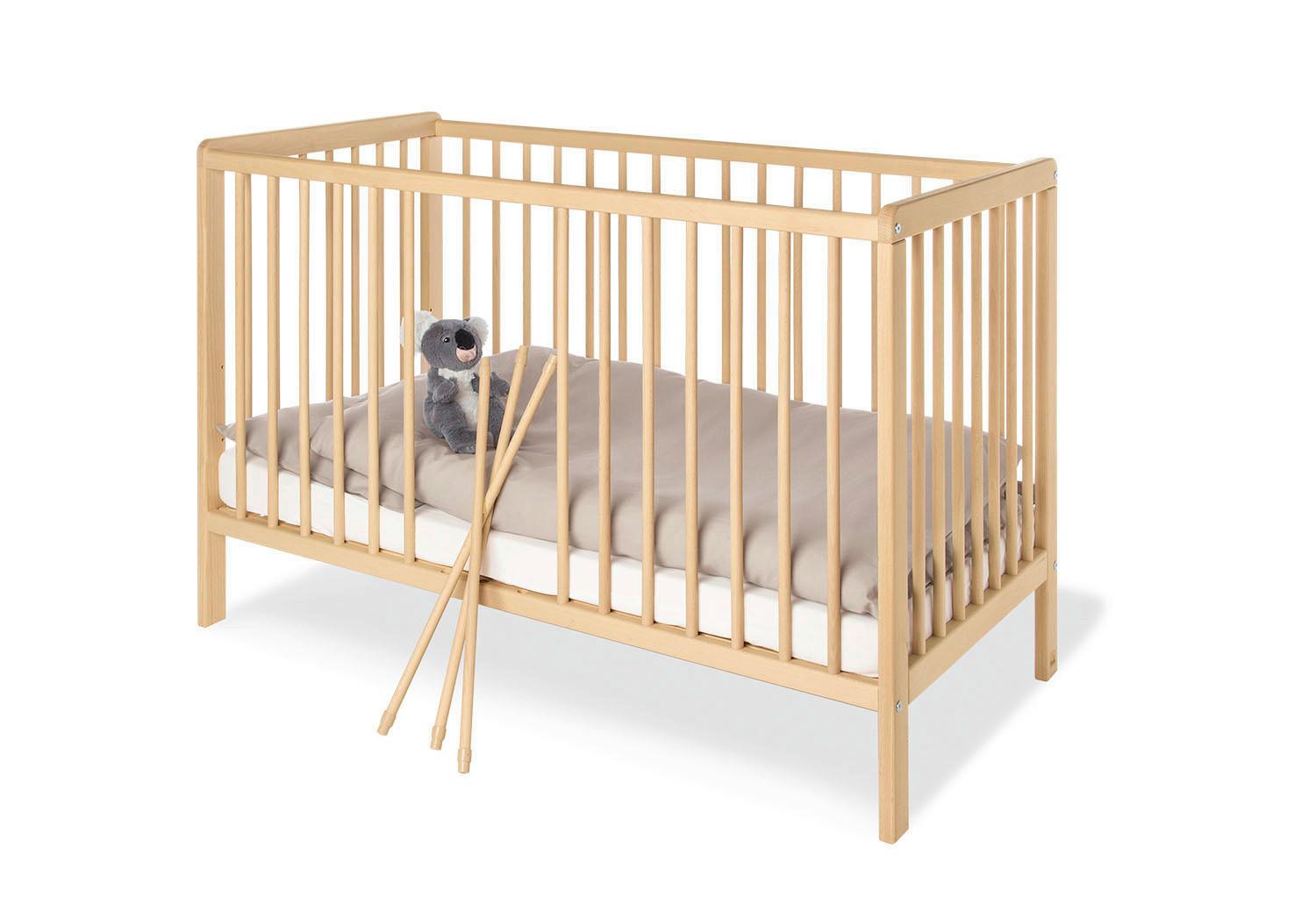 Gitterbett Buche Vollmassiv Lxbxh: 124x64x85 Cm - Buchefarben, Natur, Holz (124/64/85cm) - Pinolino