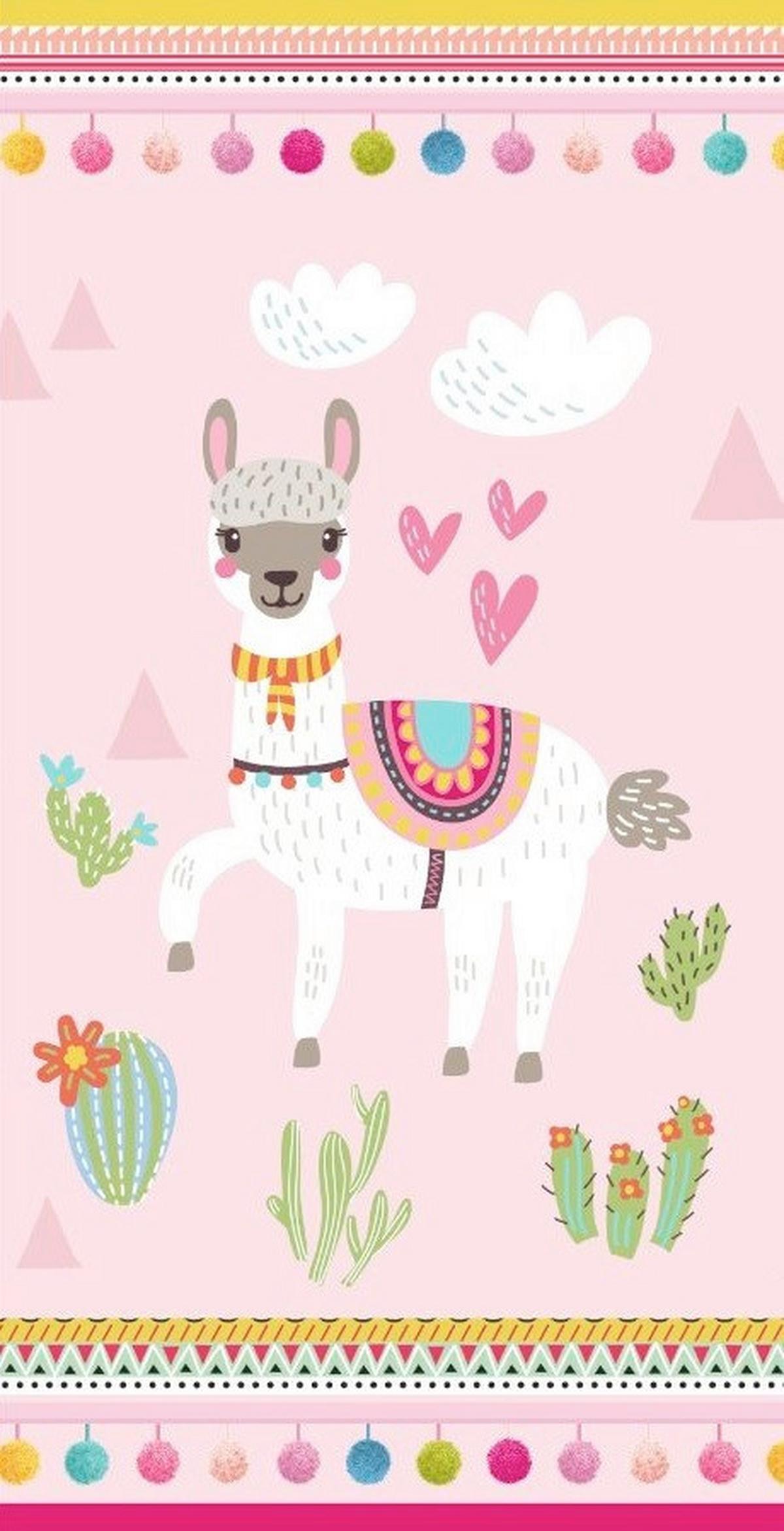 Strandtuch Lama Rosa Rot 75x150 cm - Rot/Rosa, Trend, Textil (75/150cm)