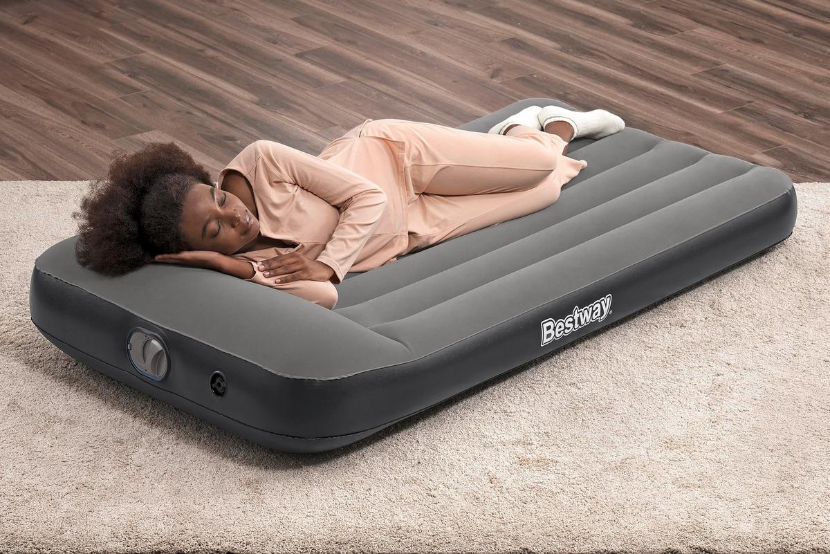 Luftbett Lukas 188x99x30 cm Bis 300kg, inkl. Pumpe - Dunkelgrau/Schwarz, KONVENTIONELL, Kunststoff (188/99cm) - Bestway