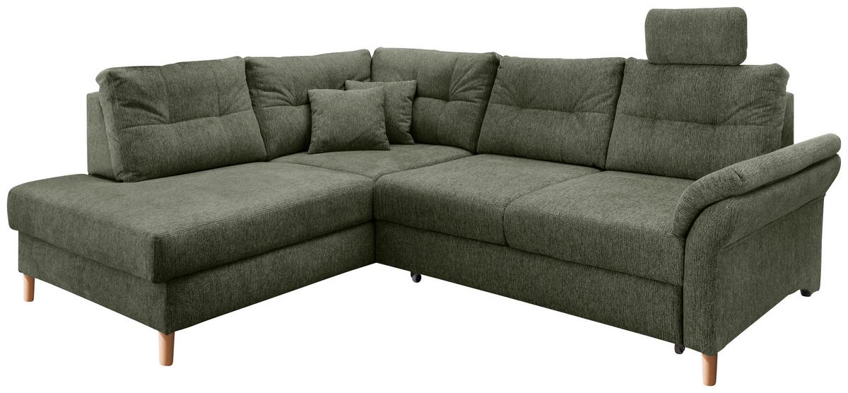 Ecksofa Brizzini Dunkelgrün S: 206x264 Cm - Dunkelgrün/Naturfarben, MODERN, Textil (206/264cm) - Livetastic
