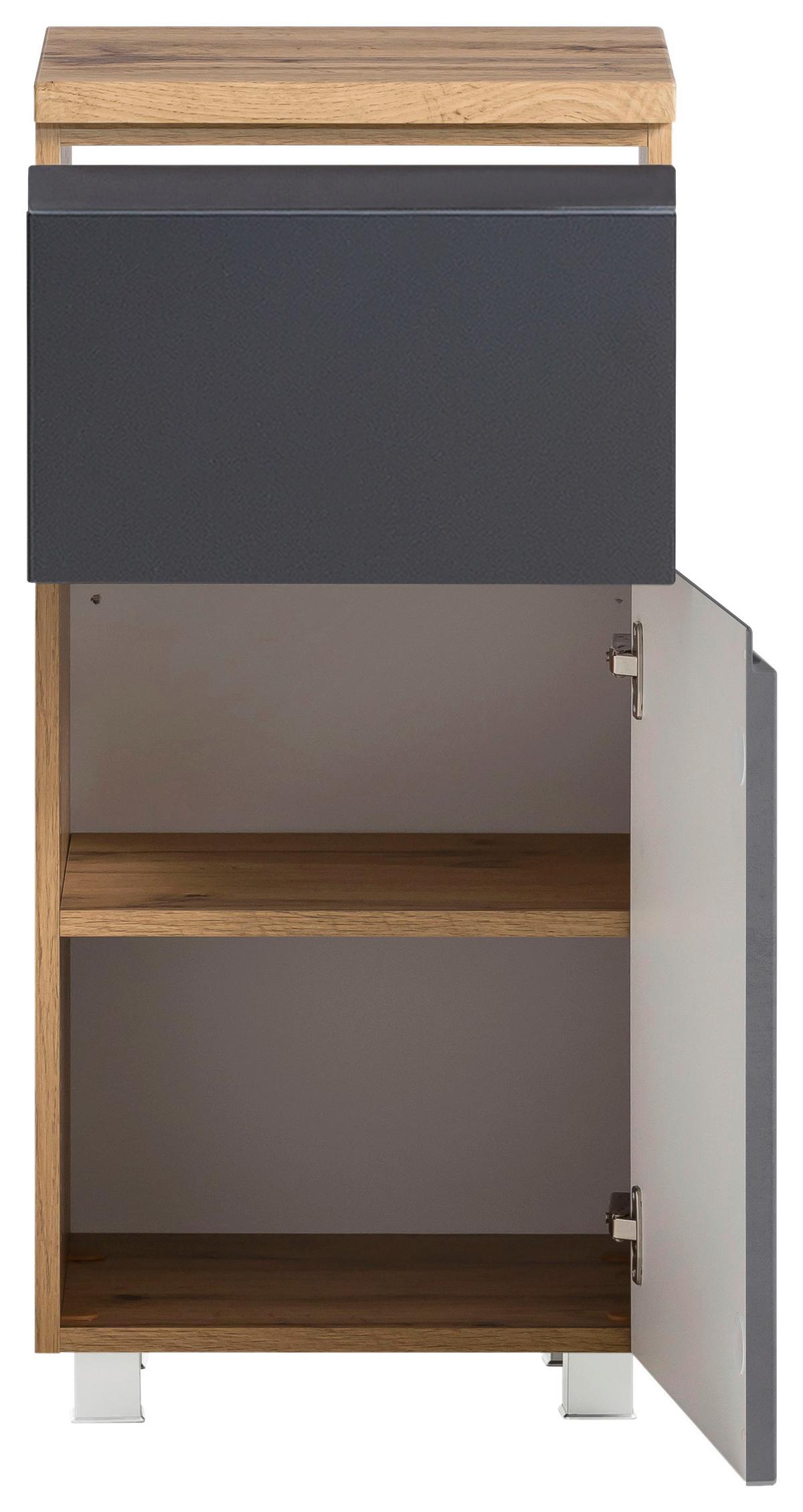 Unterschrank Varese B: 40 Cm Grau/eiche Wotan - Eiche Wotan/Grau, MODERN, Holzwerkstoff (40/79/35cm) - Held