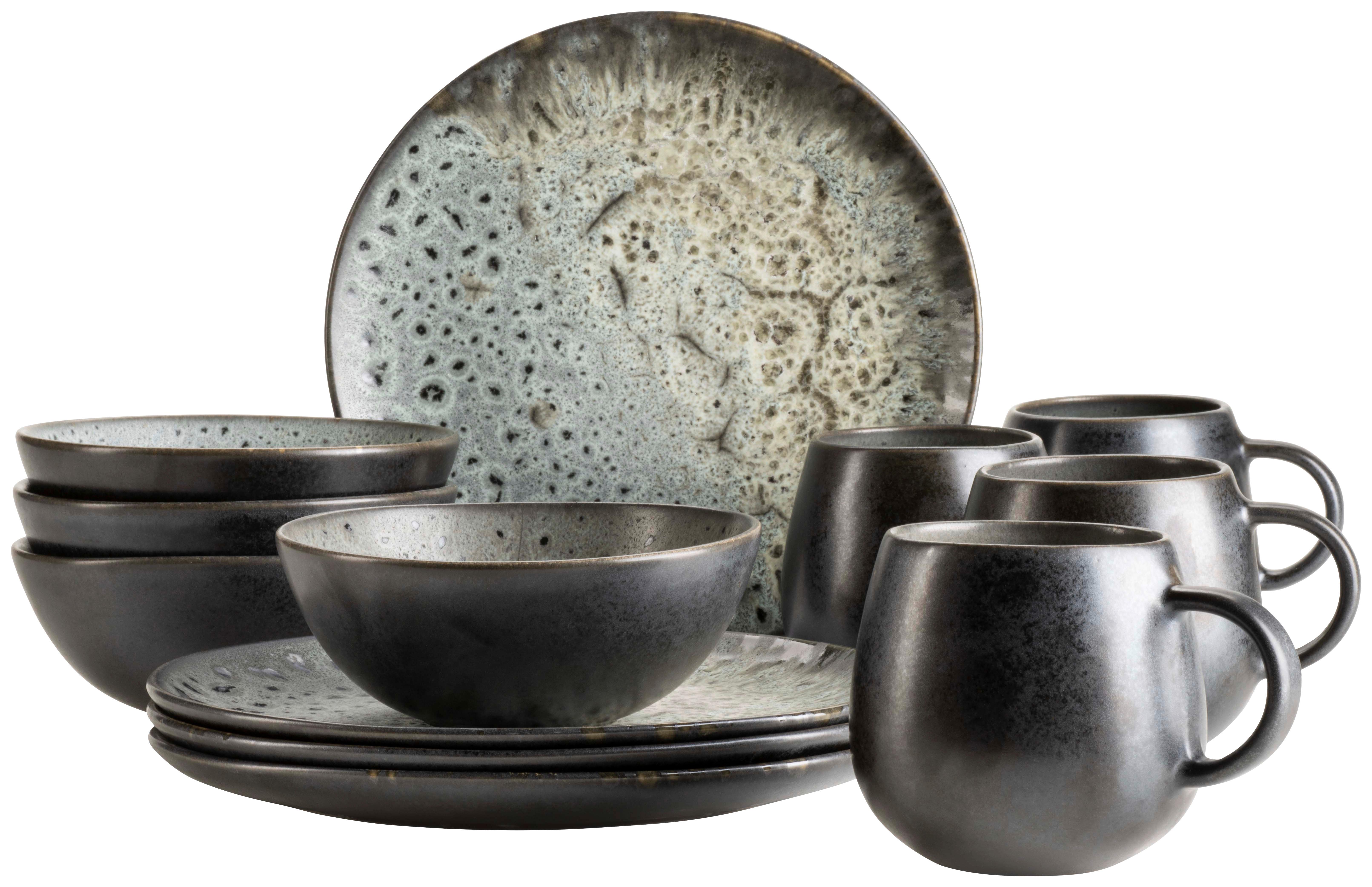 Frühstücksset Carellia Grau, 12-Teilig - Grau, Trend, Keramik - Mäser