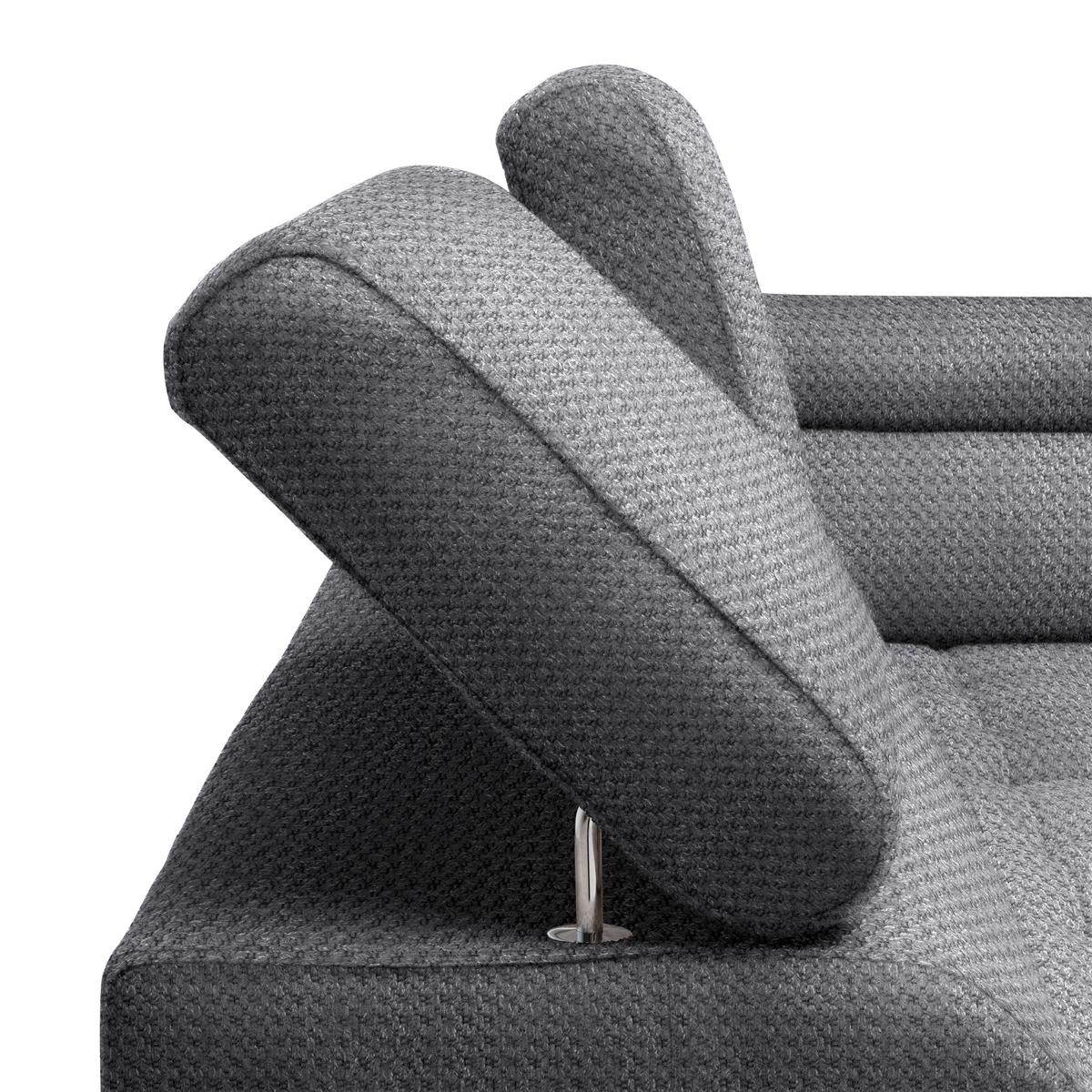 Rohová sedačka GRINALDI, pravá, modrosivá - čierna/modrosivá, Modern, textil/plast (283/206cm) - Premium Living