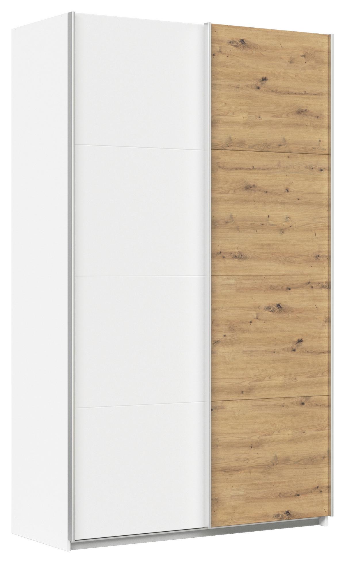 Schwebetürenschrank Feldkirch 136 Maxihöhe - Weiß/Eiche Artisan, MODERN, Holzwerkstoff (136/229/62cm)