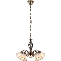 Hängeleuchte H: 120 cm 5-Flammig, mit Glasschirm - ROMANTIK / LANDHAUS, Glas/Metall (60/120cm) - Globo