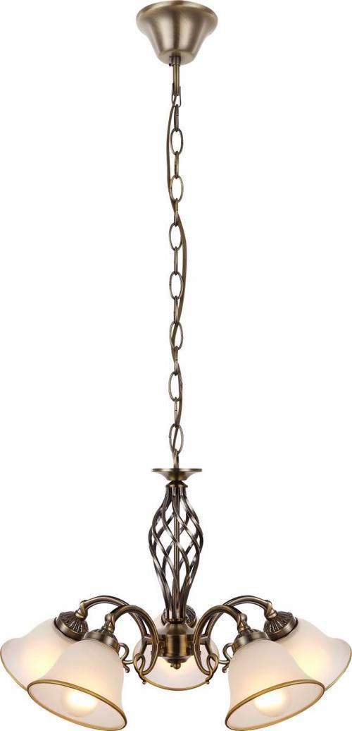 Hängeleuchte H: 120 cm 5-Flammig, mit Glasschirm