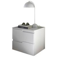 Noční stolek SPICE 2 2 zásuvky, v bílém dekoru - bílá/černá, Moderní, kompozitní dřevo/plast (46,2/41,7/40cm)