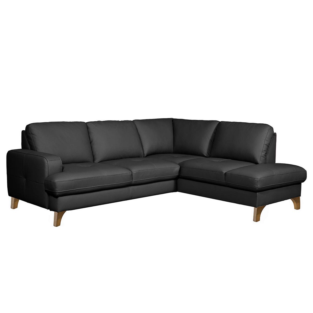 Ecksofa Fargo Schwarz B: 234x190 Cm - Buchefarben/Schwarz, Design, Leder/Textil (234/190cm) - Livetastic