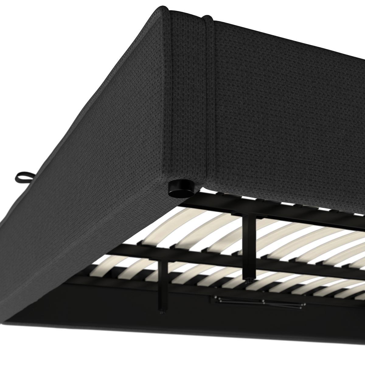 Čalouněná postel GINA 180x200 cm, tmavě šedá - černá/tmavě šedá, Moderní, kov/dřevo (180/200cm) - Bessagi Home