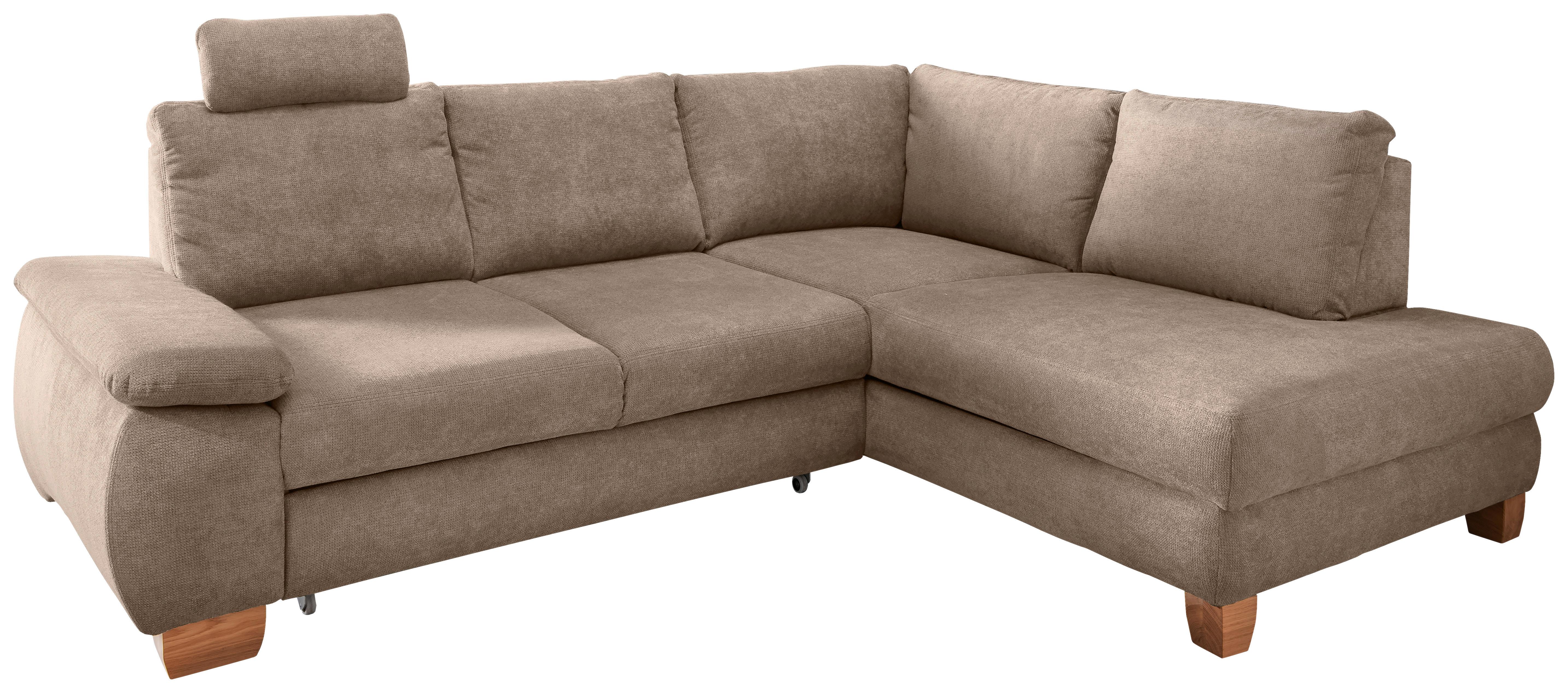 Eckschlafsofa Positano Hellbraun S: 261x206 cm - Wildeiche/Hellbraun, MODERN, Textil (261/206cm) - Livetastic
