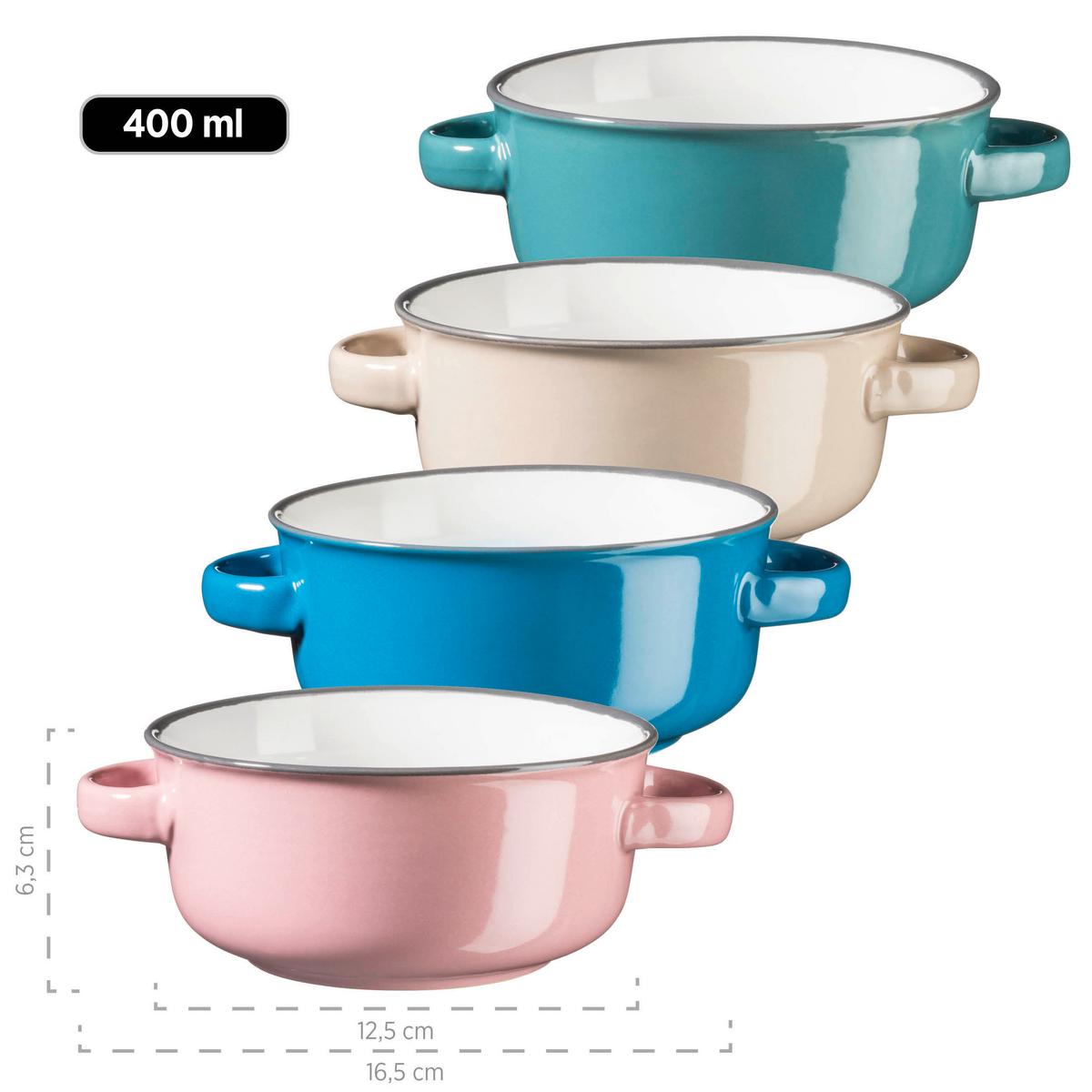 Suppentasse Maila 4--Teilig. Multicolor Rund - Petrol/Altrosa, Basics, Keramik (16,5cm) - Mäser