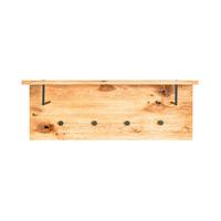 Garderobenpaneel Eiche Massiv Hutablage 4 Haken B: 80 Cm - Eichefarben/Schwarz, Basics, Holz/Metall (80/30/20cm)