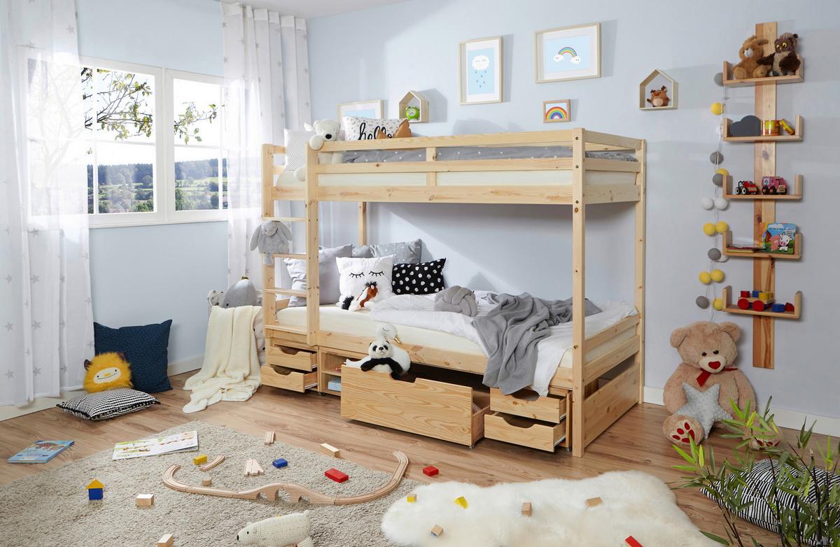 Etagenbett Finn - Weiß/Naturfarben, MODERN, Holz (90/200cm) - MID.YOU