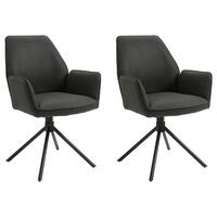 Armlehnstuhl Blair Anthrazit Gepolstert 2-Er Set - Anthrazit/Schwarz, KONVENTIONELL, Textil/Metall (57/89/61cm) - MID.YOU