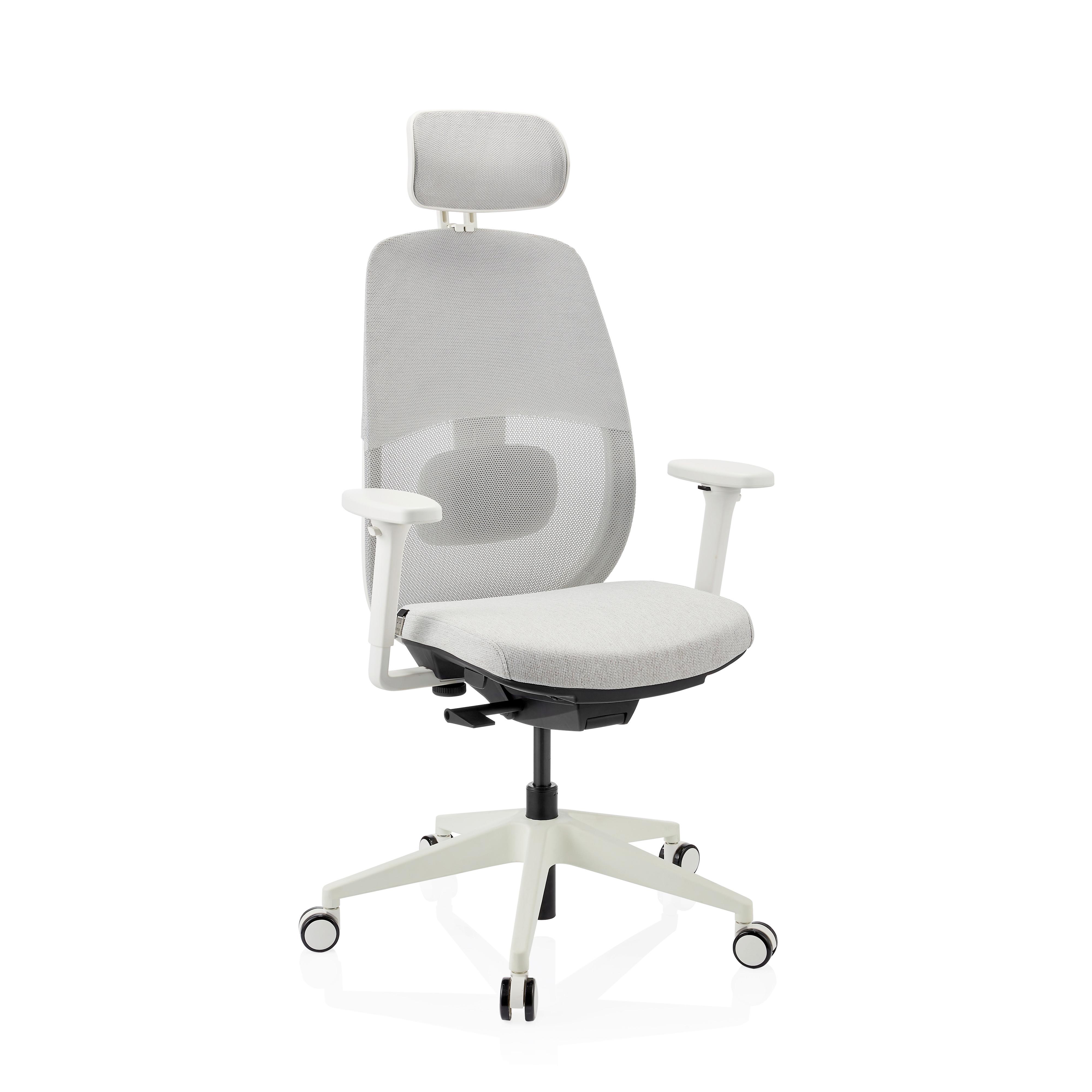Drehstuhl Skandis Pro Weiß/Grau B: 71cm - Weiß/Grau, MODERN, Kunststoff/Textil (71/131/66cm) - MID.YOU