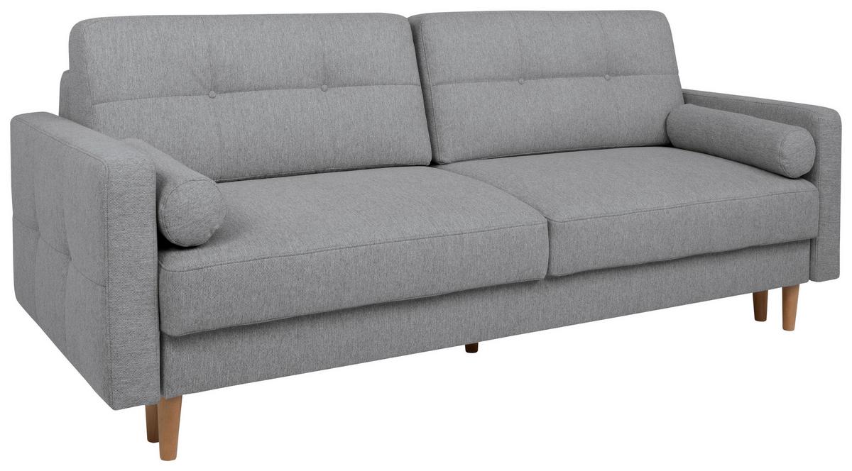 Schlafsofa Noret Graublau B: 222 cm - Eiche Wotan/Hellgrau, KONVENTIONELL, Textil (222/93/99cm) - MID.YOU