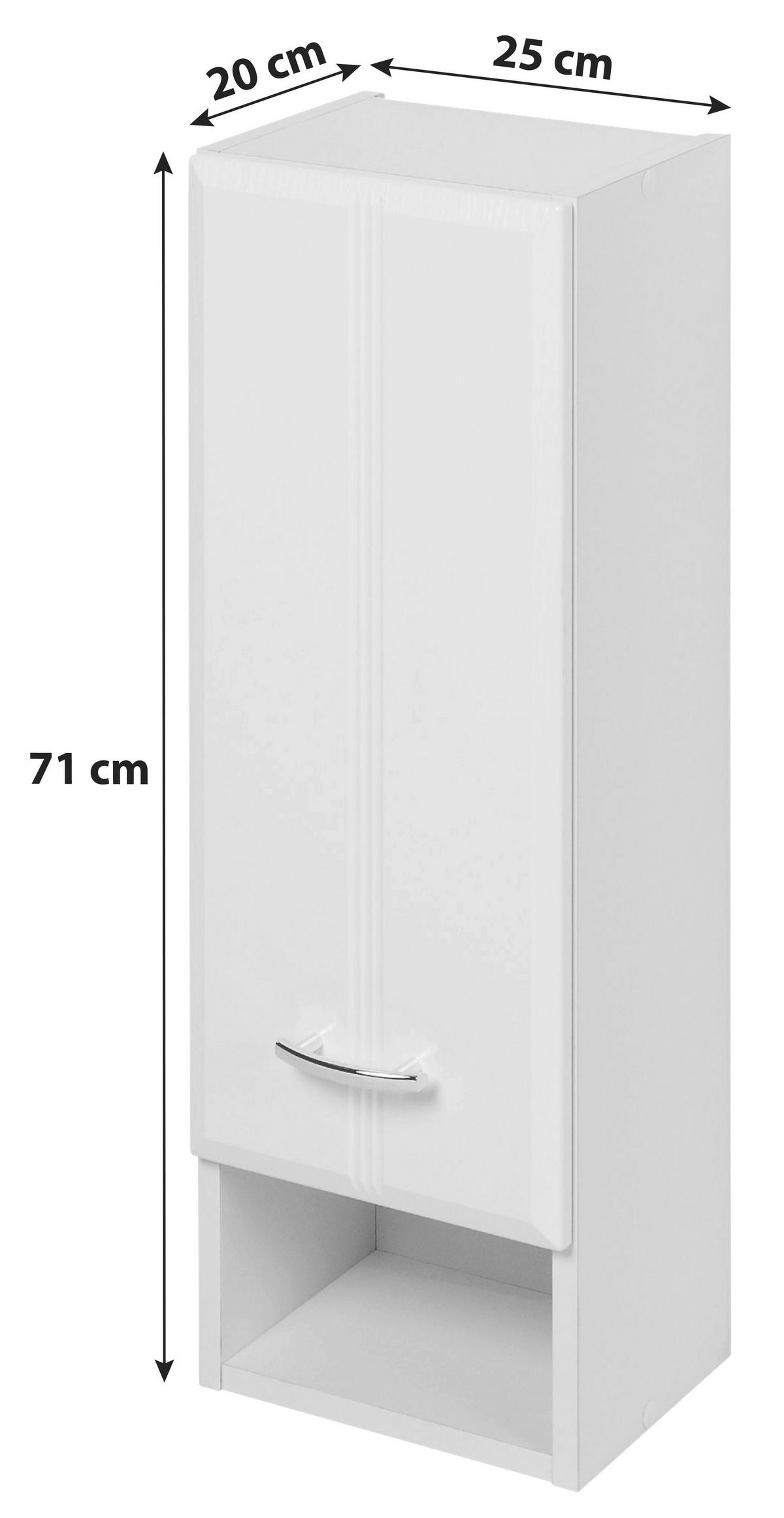 Hängeschrank Rallye B: 25 Cm Weiß Dekor Mit Drehtür - Weiß, KONVENTIONELL, Holzwerkstoff (25/71/20cm) - Held