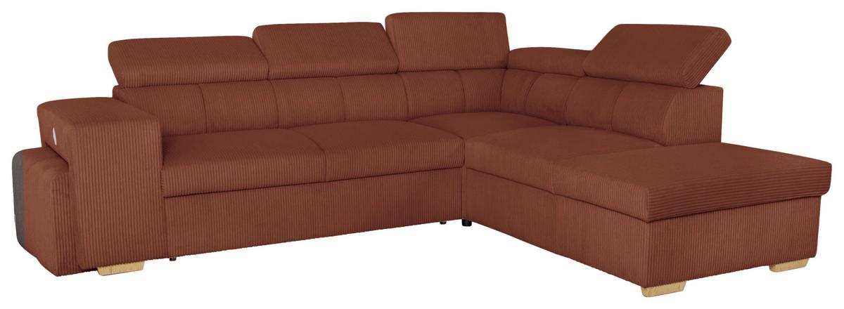 Ecksofa Sirius L terracotta, 267x218cm - Eichefarben/Terracotta, KONVENTIONELL, Holz/Holzwerkstoff (267/218cm)