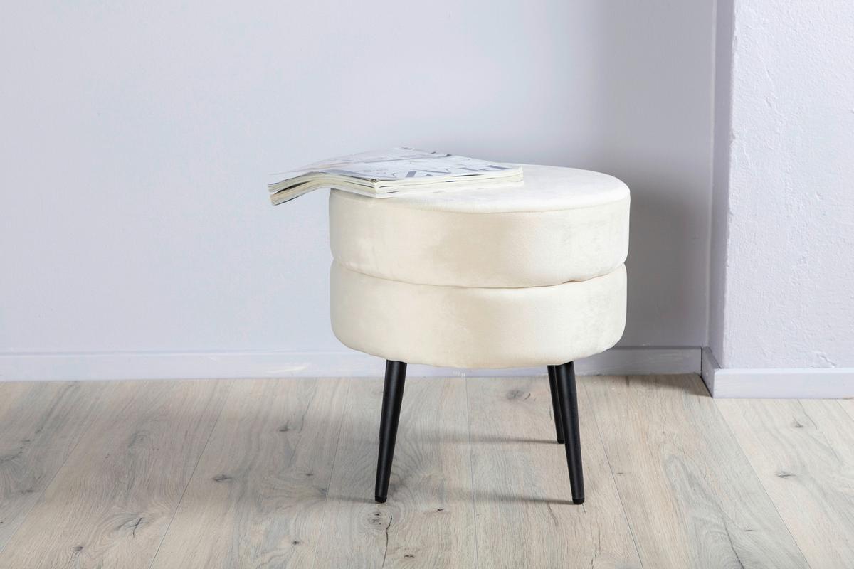 Hocker Pot - Beige/Schwarz, Design, Textil/Metall (40/40/40cm) - Livetastic