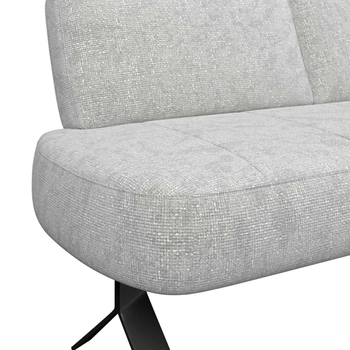 Sitzbank hellgrau/Metallbeine Ulmo B: 162 cm - Hellgrau/Schwarz, MODERN, Textil/Metall (162/83/71cm)