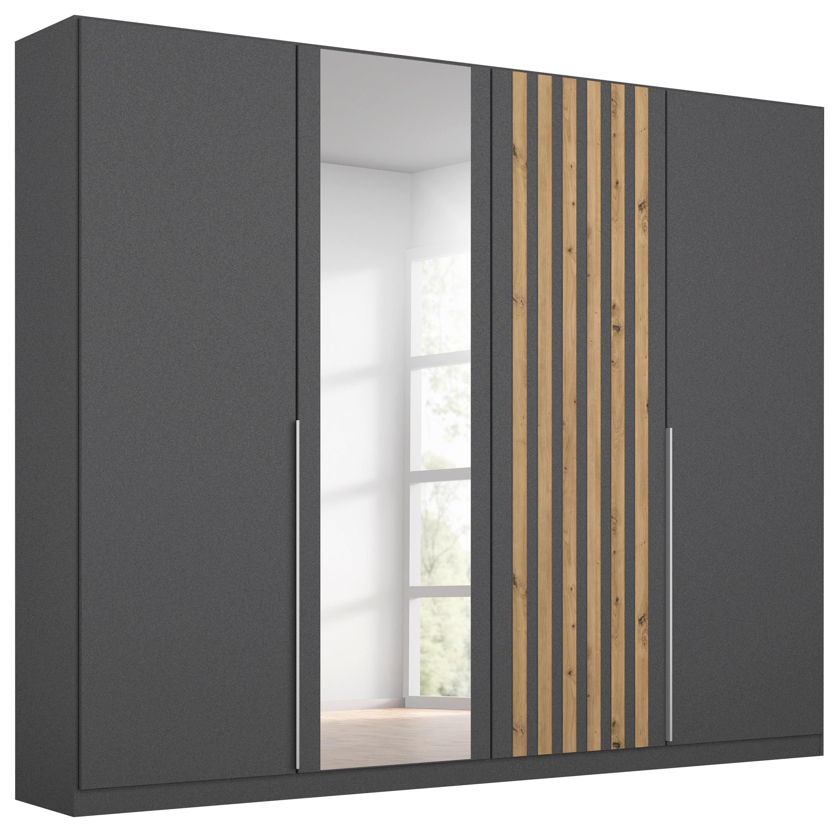 Drehtürenschrank 226 cm Lamella Grau/Eiche Dekor - Eiche Artisan/Grau, MODERN, Holzwerkstoff (226/210/54cm) - Rauch Möbel