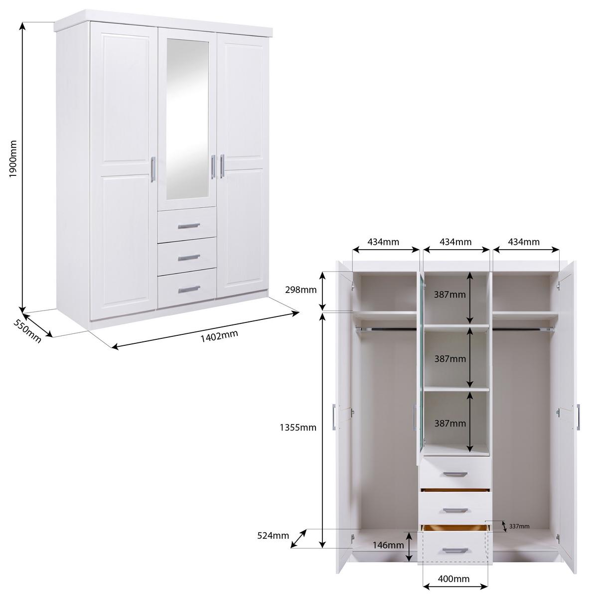 Einzelzimmer Vilmar Geraldo Weiß 2-teilig - Weiß, MODERN, Holz - MID.YOU