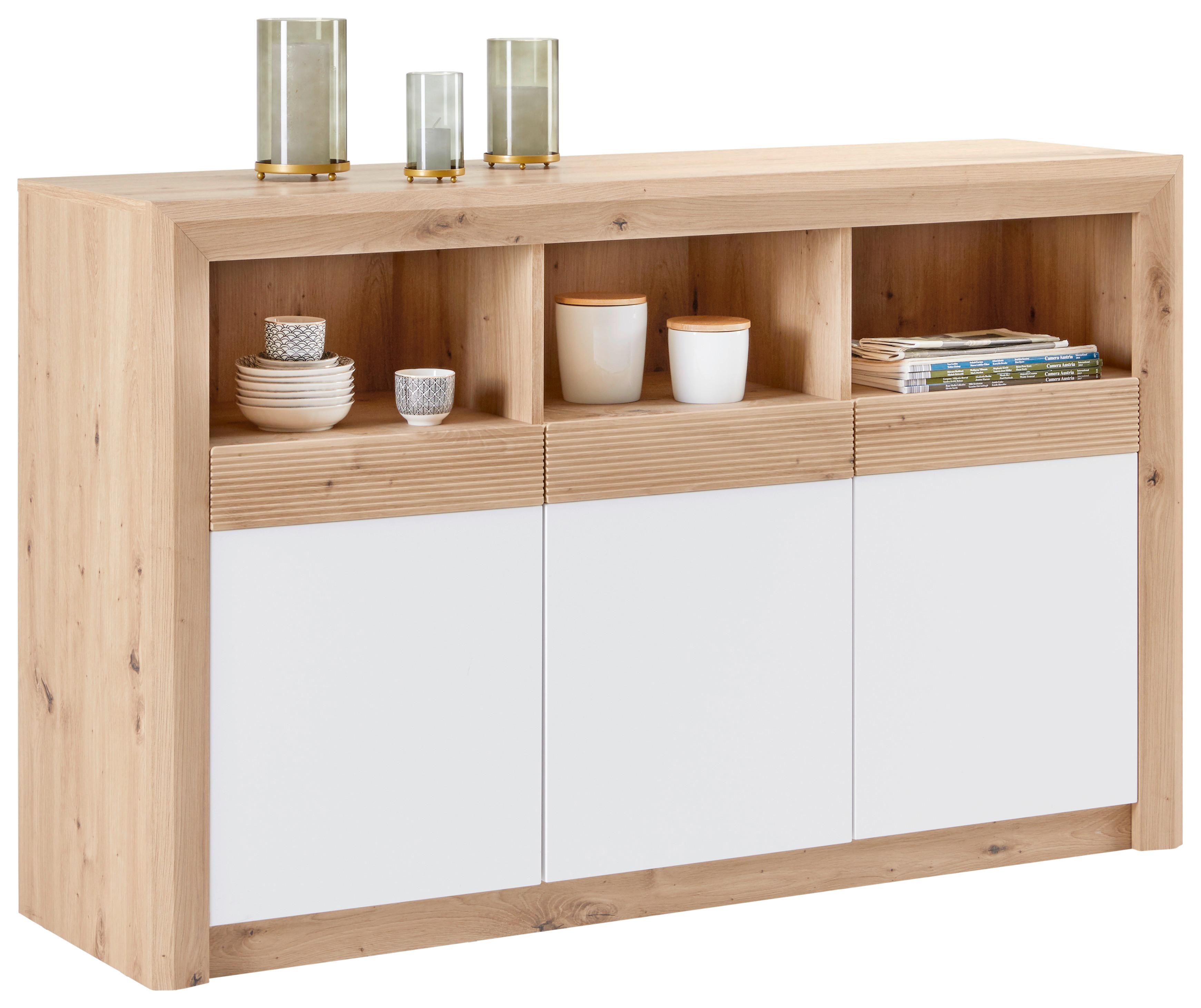 Sideboard m. Soft-Close B: 142 cm Kashmir New, Eiche Dekor - Eichefarben/Schwarz, MODERN, Holzwerkstoff (142/89/41cm) - James Wood
