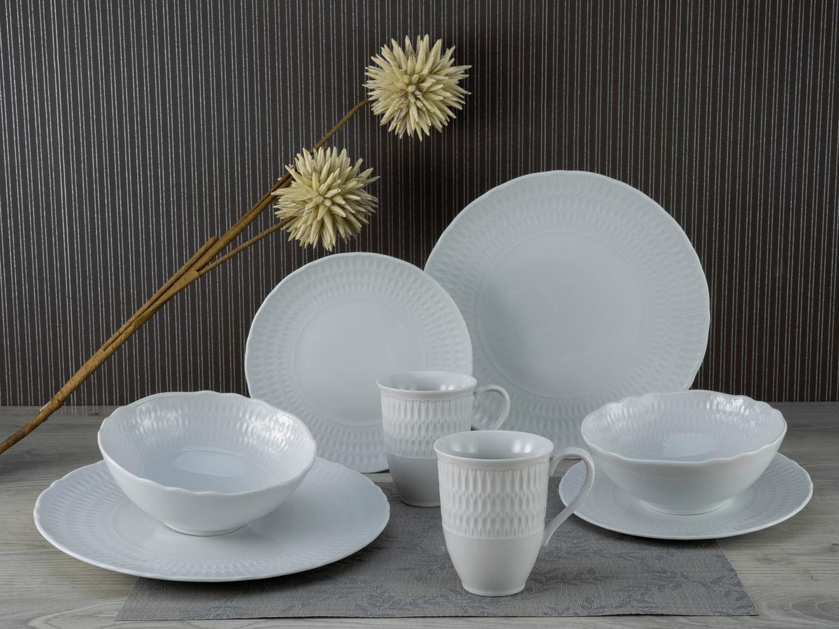 Kombiservice Sofia Keramik 2 Personen Geschirr Set Weiß - Weiß, Trend, Keramik - Creatable