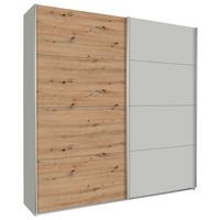 Skriňa s posuvnými dverami Feldkirch 8, 226/229 cm - sivá/farba duba, Modern, kov/kompozitné drevo (226/229/62cm)
