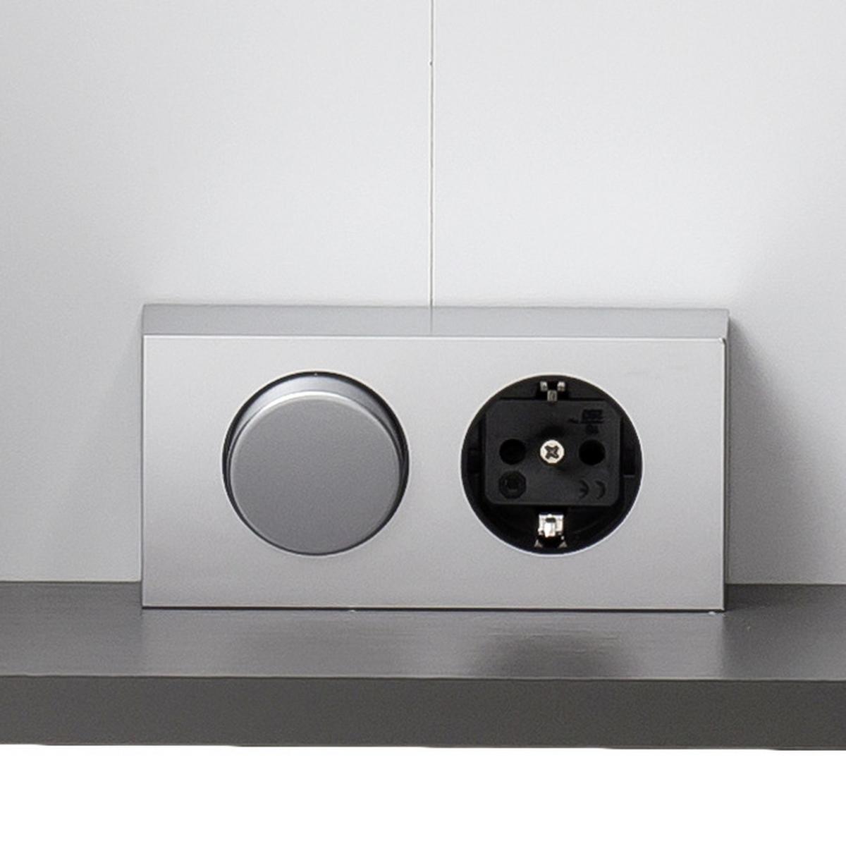 Badmöbel-Set 3-Tlg. inkl. LED Stockholm 80cm Grau - Eichefarben/Grau, KONVENTIONELL, Glas/Holzwerkstoff (80cm) - Held