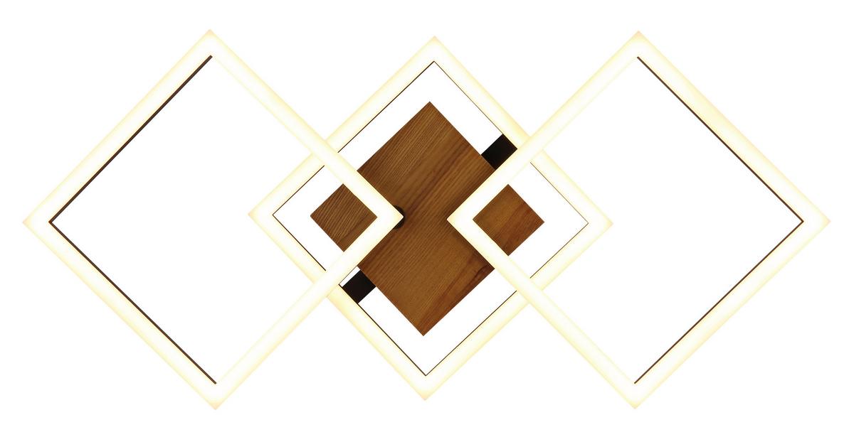 LED-Deckenleuchte 67280-30 - Dunkelbraun/Opal, Design, Holz/Kunststoff (66/31/7,5cm) - Globo