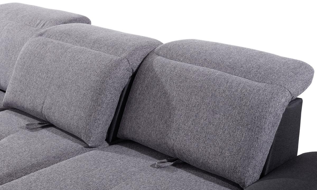 Ecksofa Mit Schlaffunktion + Bettkasten Malaga, Webstoff - Silberfarben/Graphitfarben, KONVENTIONELL, Textil (203/286cm) - Ondega