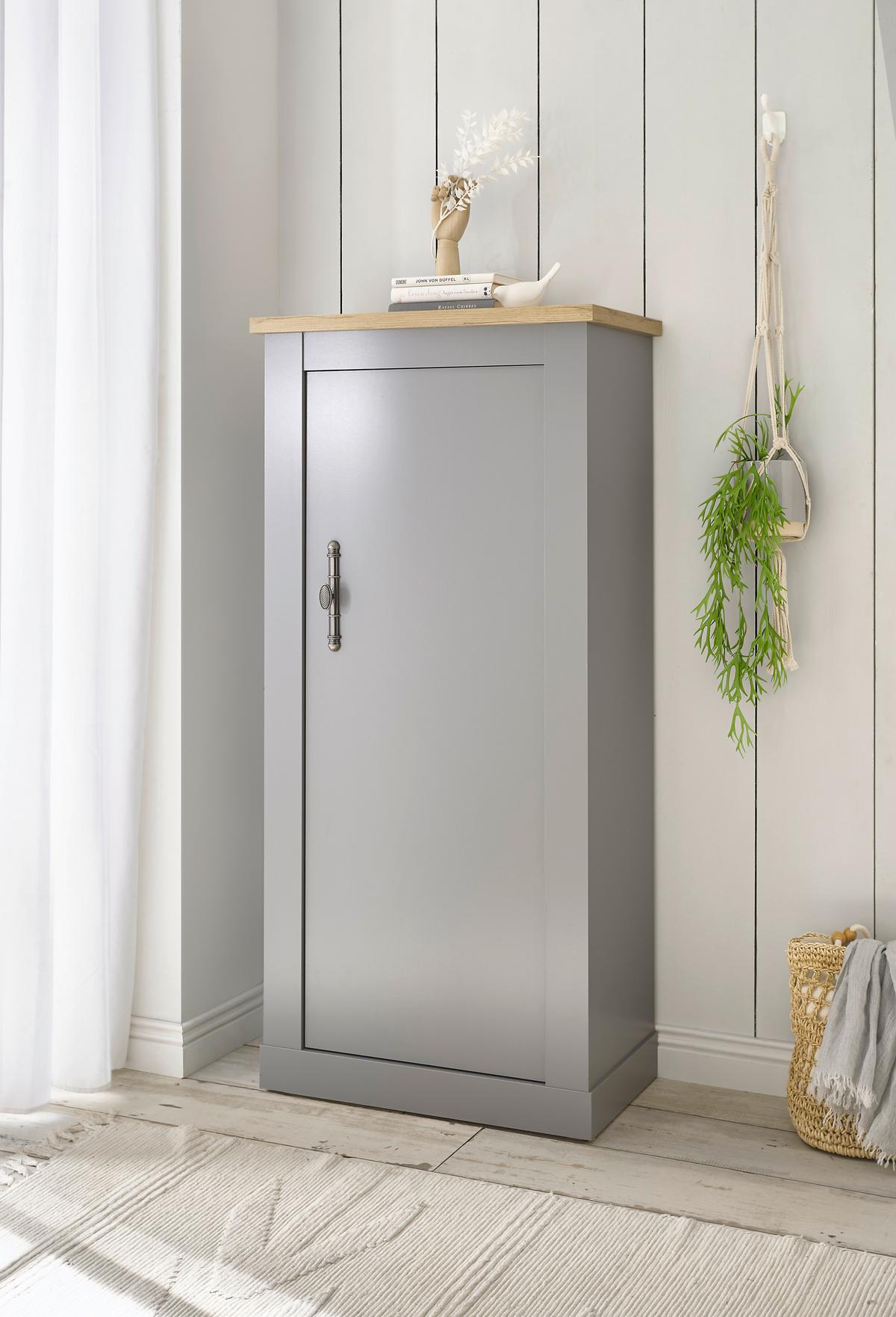 Highboard Chambord Hellgrau/Eiche Dekor B: 68cm - Eichefarben/Hellgrau, Design, Holzwerkstoff (68/142/37cm) - MID.YOU