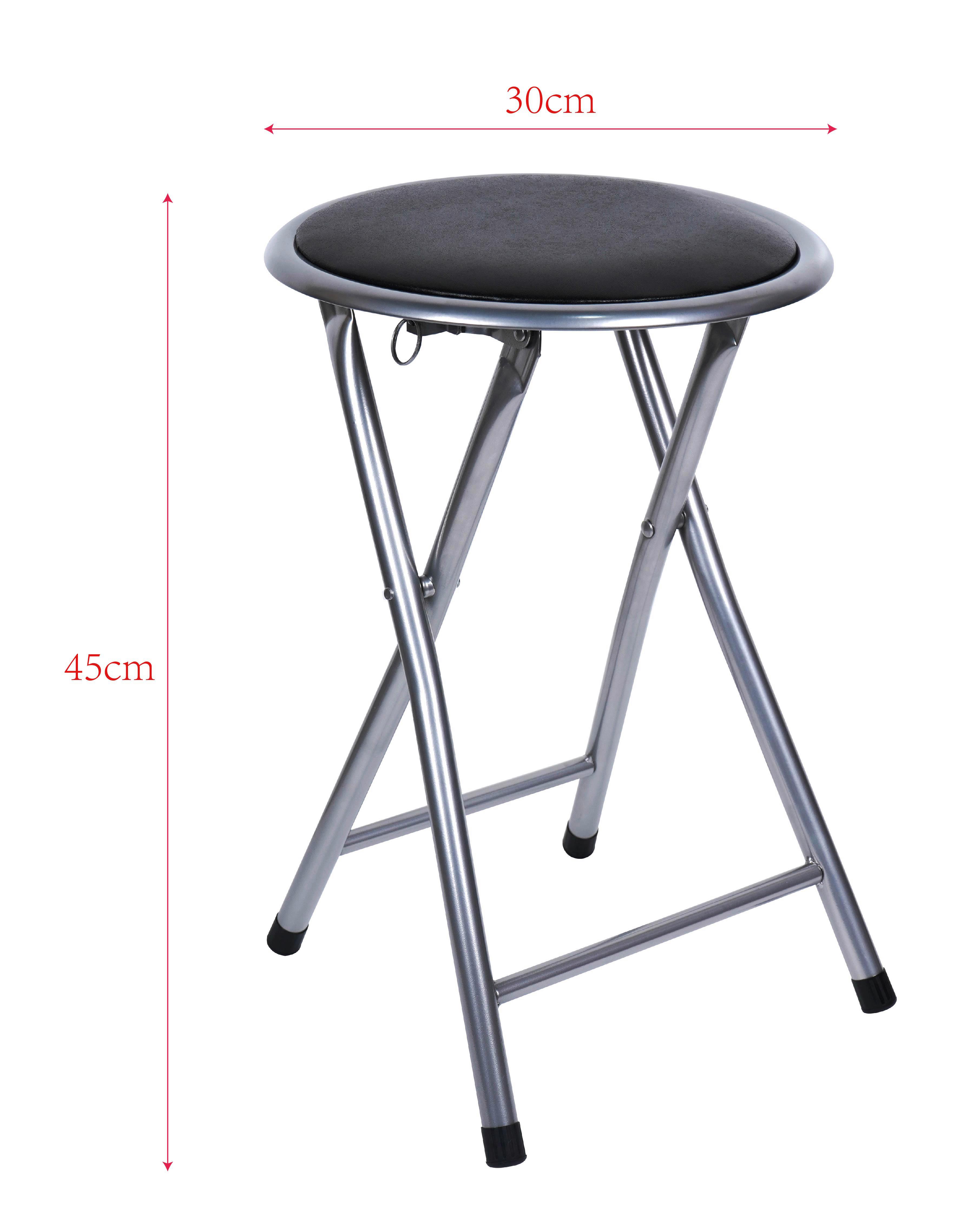 Klapphocker Ouzo 2 Alufarben H: 45 cm - Silberfarben/Schwarz, MODERN, Holzwerkstoff/Kunststoff (30/45/30cm)