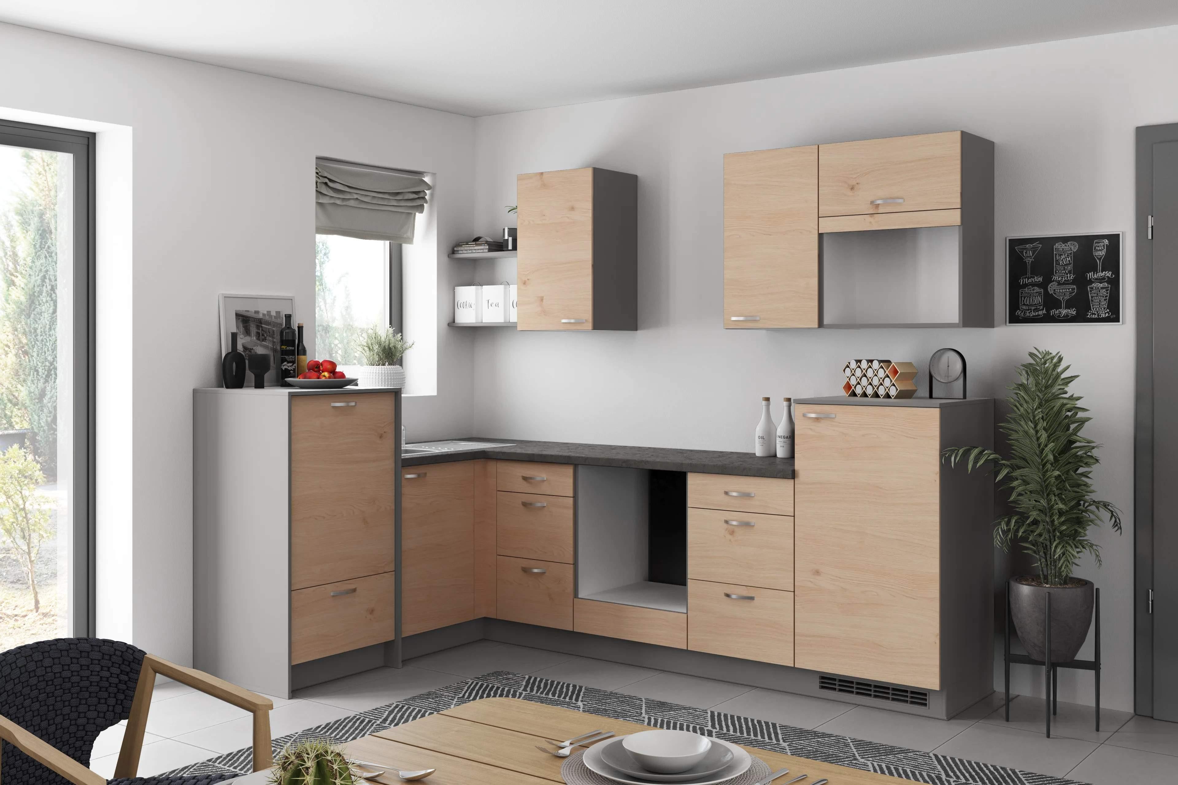 Eckküche Plan - Wildeiche/Anthrazit, MODERN, Holzwerkstoff (178/280cm) - Express