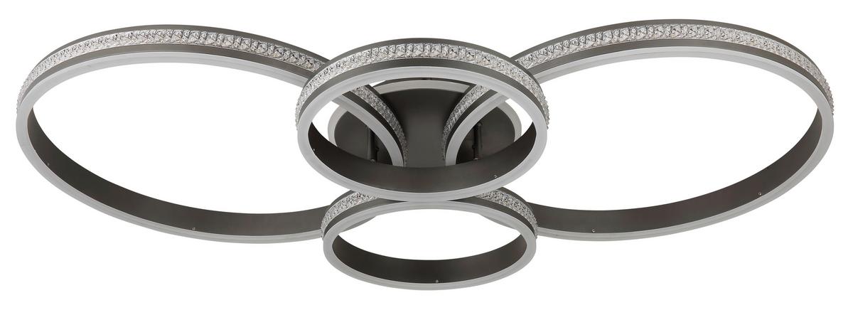 LED-Deckenleuchte Grouni Klar Titanfarben D: 51,5 cm - Klar/Titanfarben, Design, Kunststoff/Metall (51,5/11,4cm) - Globo