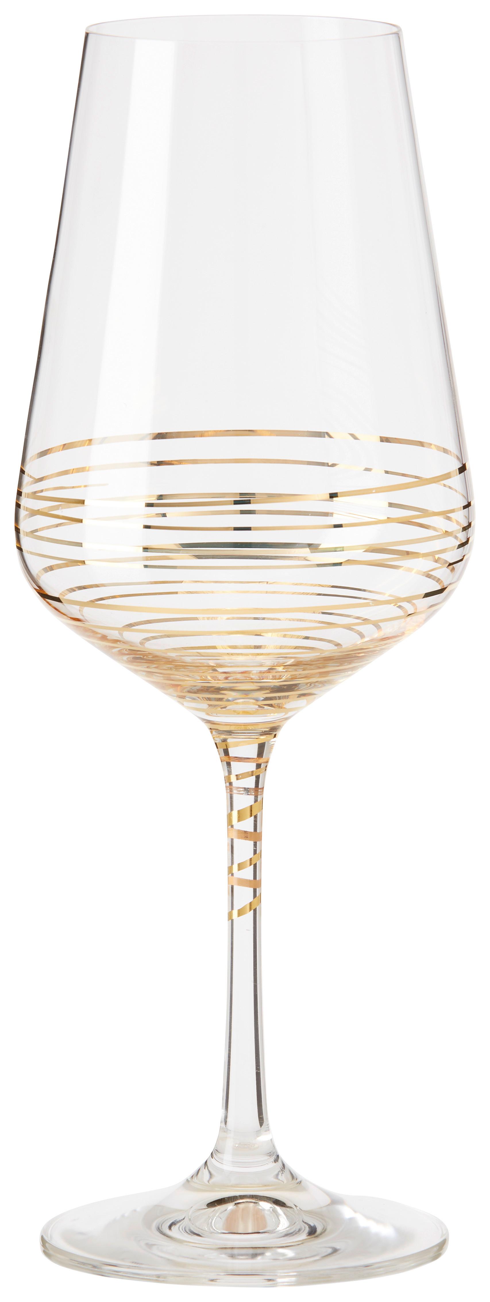 Sklenice na červené víno Elegance, ca 550ml - čiré/barvy zlata, Moderní, sklo (0,55l) - Bohemia