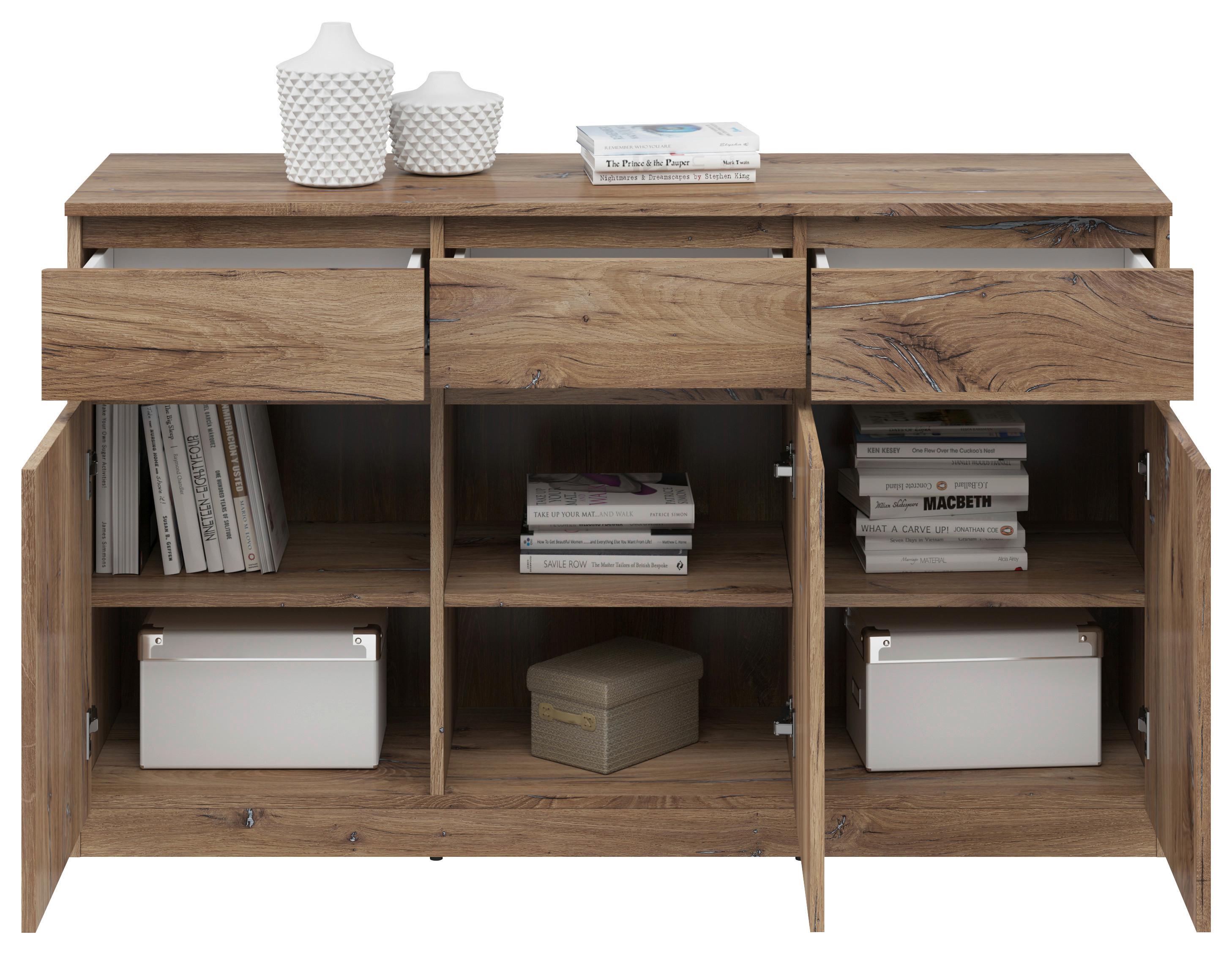 Kommode B: 135 Cm Saturn Flagstaff Oak Dekor - Eichefarben, KONVENTIONELL, Holzwerkstoff (135/81/42cm)