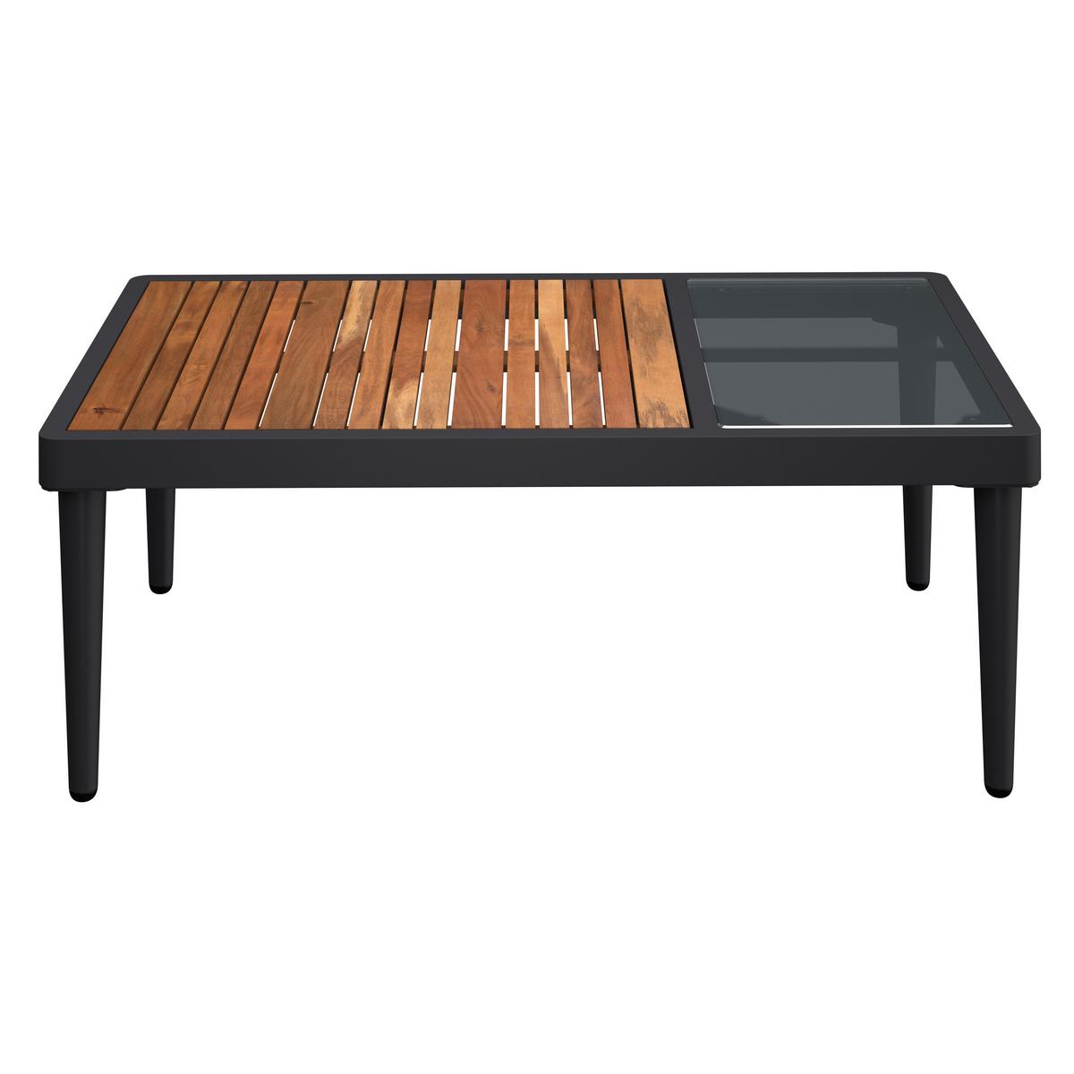 Loungegarnitur 3-Tlg. Basel aus Holz/Metall mit Kissen - Naturfarben/Grau, MODERN, Glas/Holz (186/150cm) - Beldano