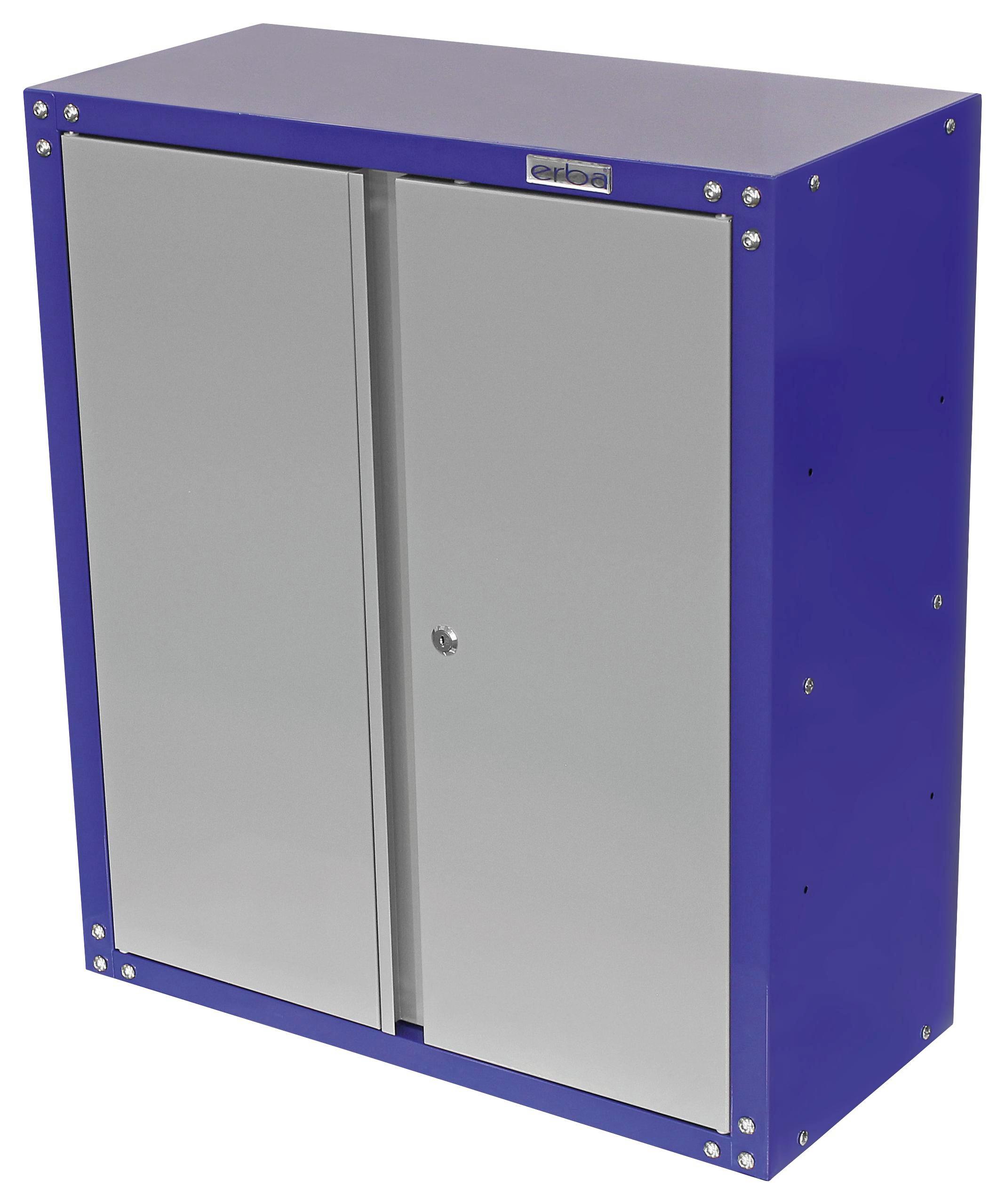 Werkstattschrank 2-türig 67 cm Grau/blau - Blau/Grau, KONVENTIONELL, Metall (67/76/32cm) - Erba