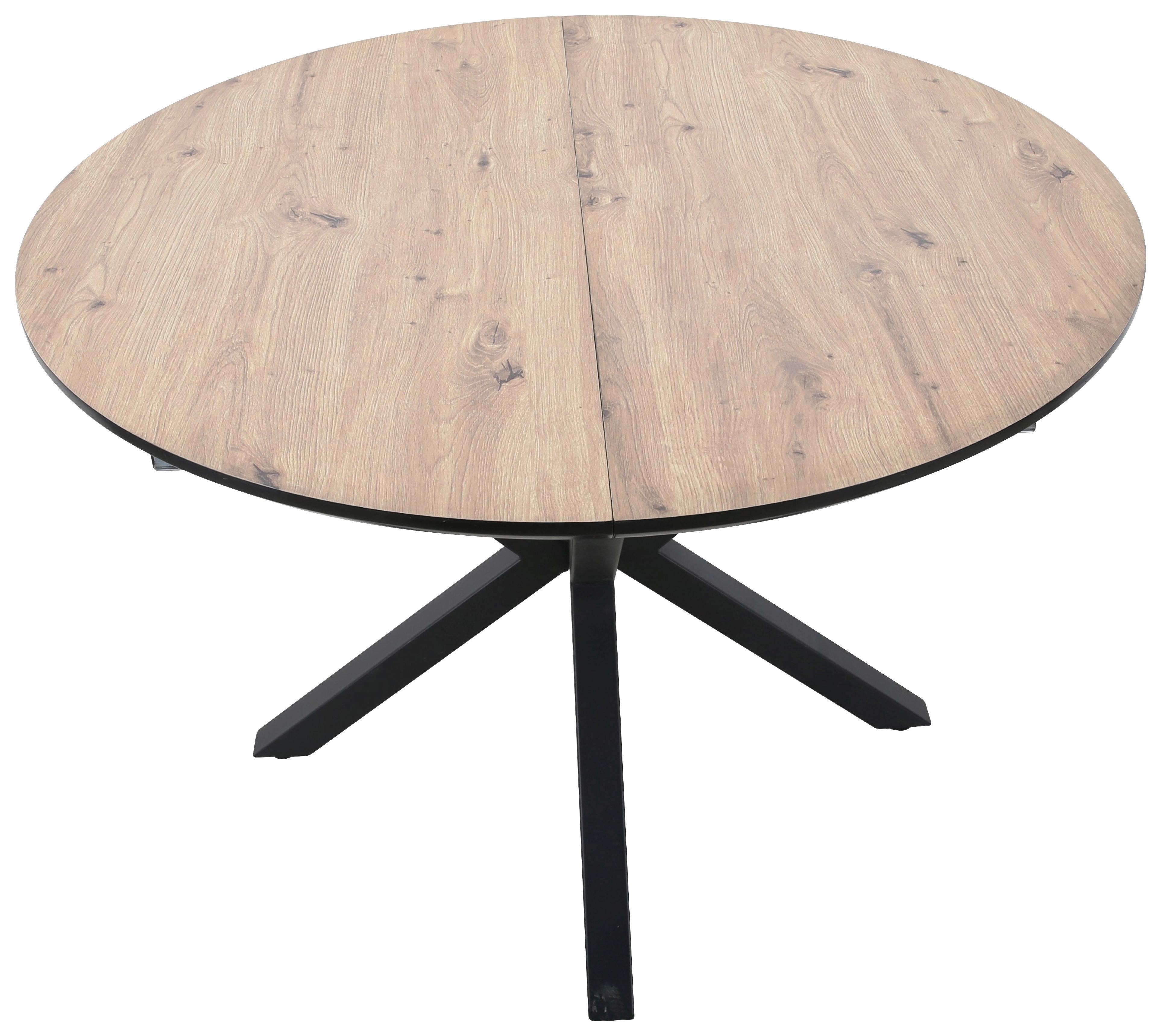 Ausziehtisch Rodin 110 Az 110-150x75x110 cm Naturfarben - Schwarz/Naturfarben, MODERN, Holzwerkstoff/Metall (110-150/75/110cm)