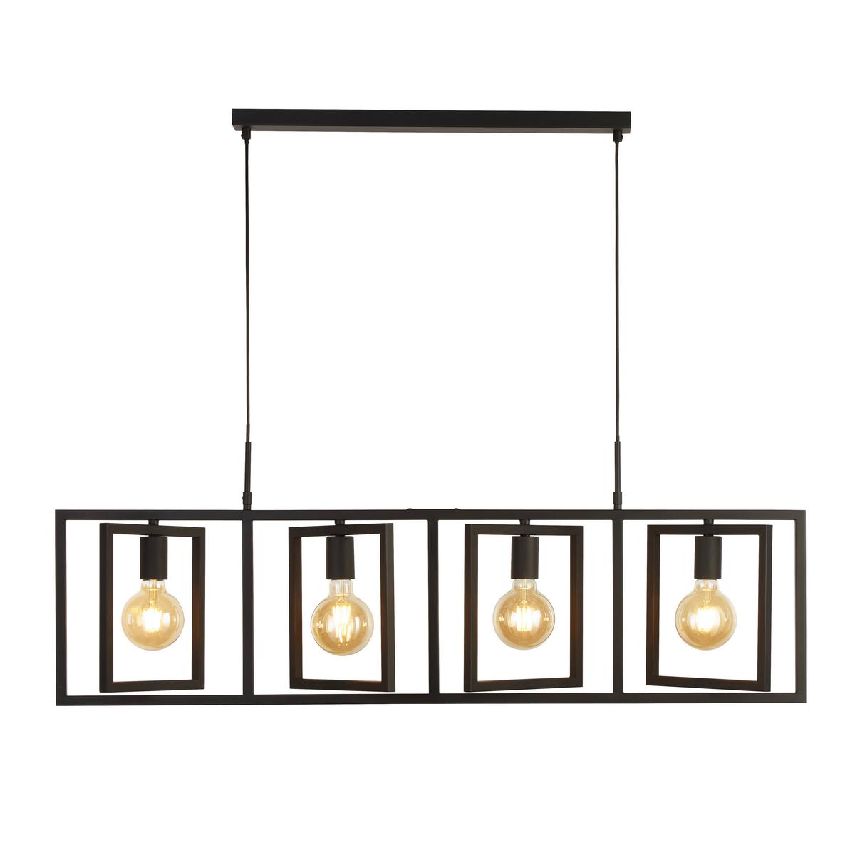 Hängeleuchte Plaza H: 150 cm 4-Flammig, höhenverstellbar - Schwarz, LIFESTYLE, Metall (113,5/25/150cm)